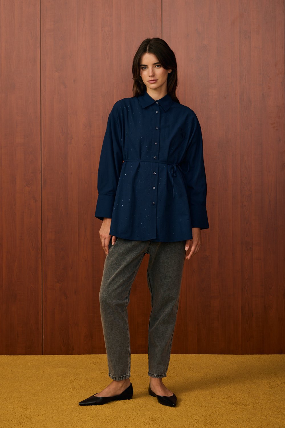 Merwish Gömlek 25K-MR-1580 - Navy Blue