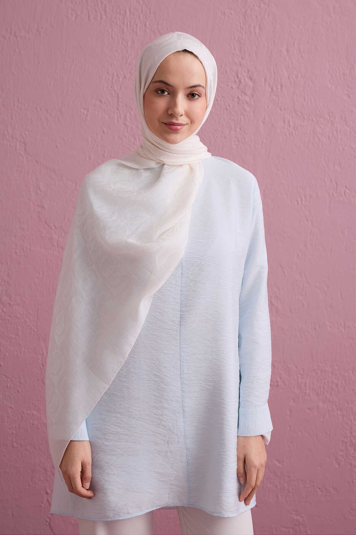 İmannoor Şal Pamuk Naia 25Y-İM-3001 - Beyaz