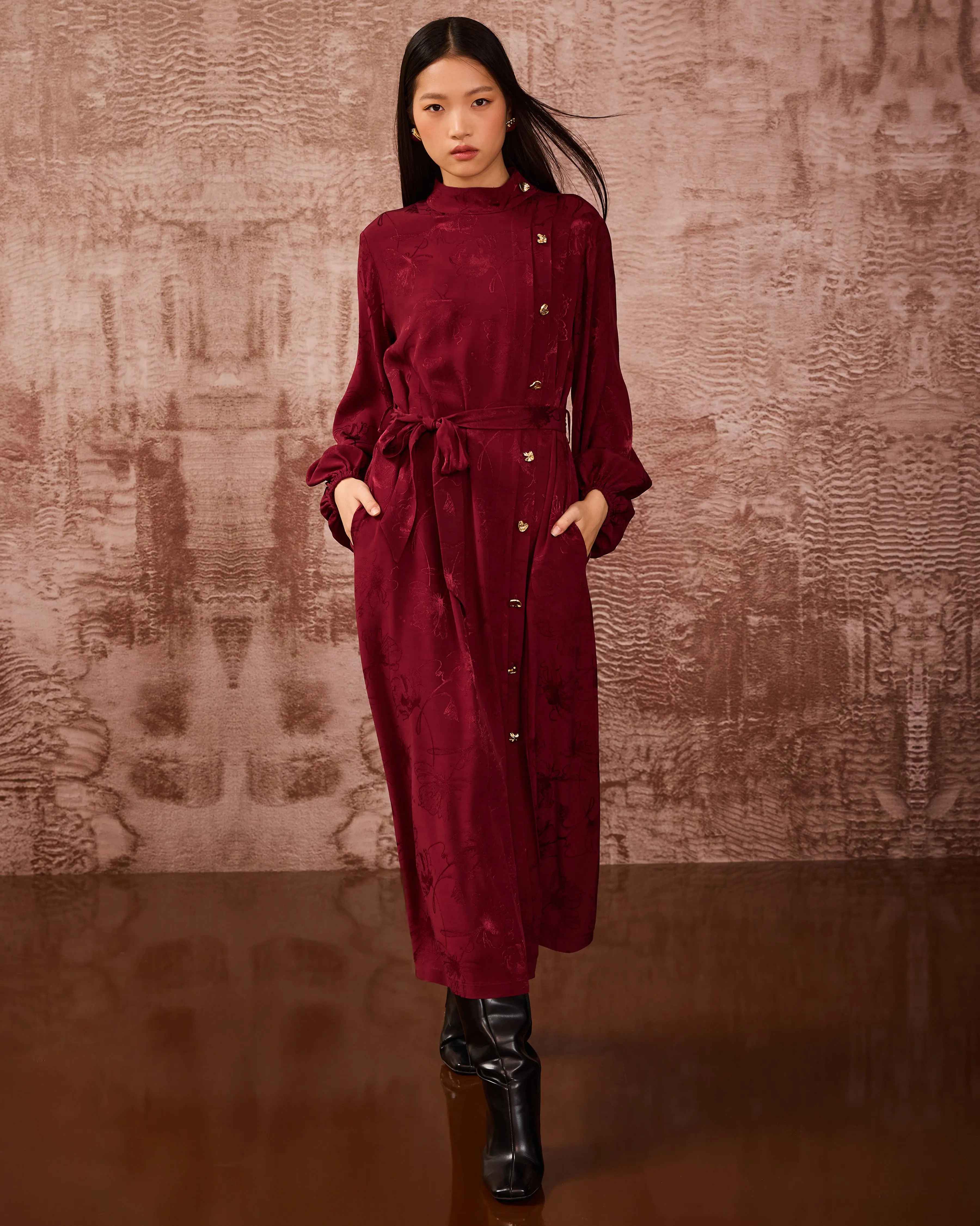 Seçil Elbise 26K-SE-2521311014 - Bordo