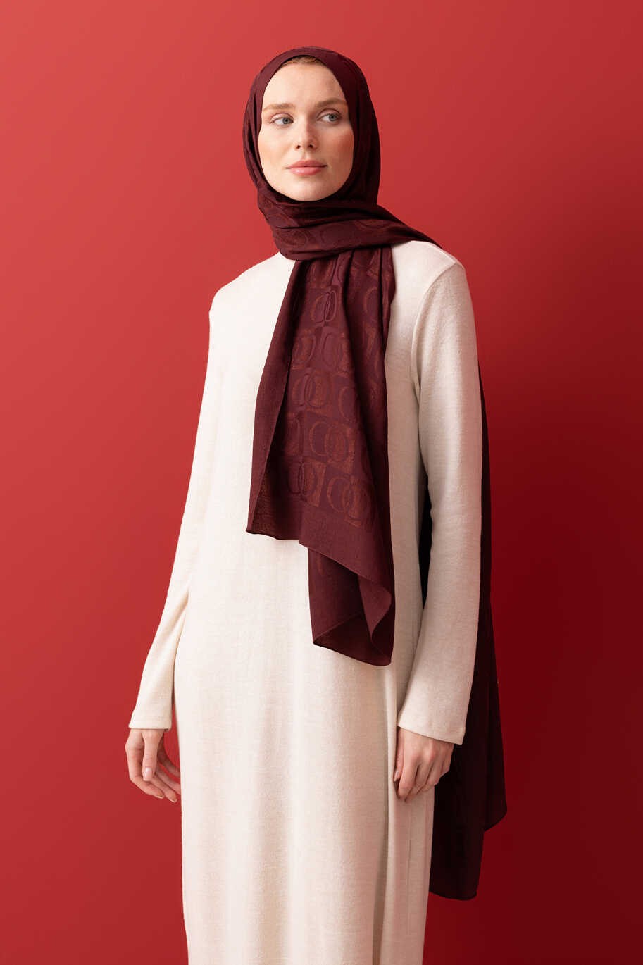 İmannoor Şal Pamuk Naia 25Y-İM-3001 - Bordo