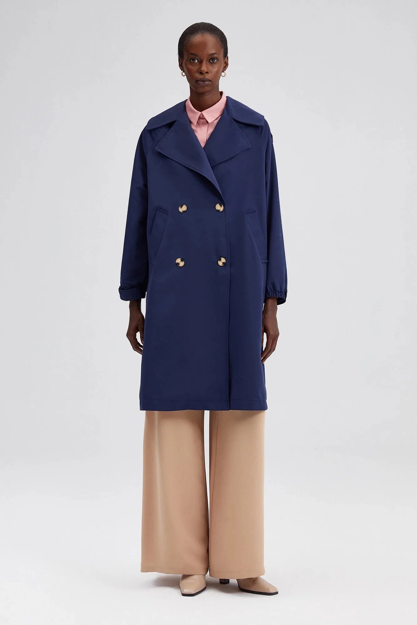 Touche Trench Coat 23F1X054 - Navy Blue
