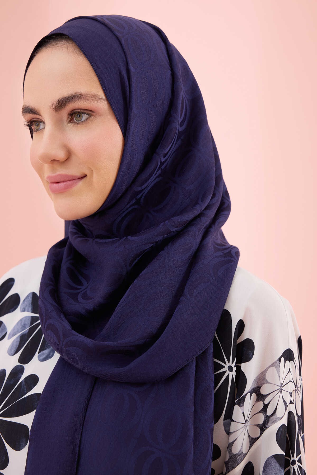 İmannoor Şal Pamuk Bambunoor 25Y-İM-3027 - Lacivert