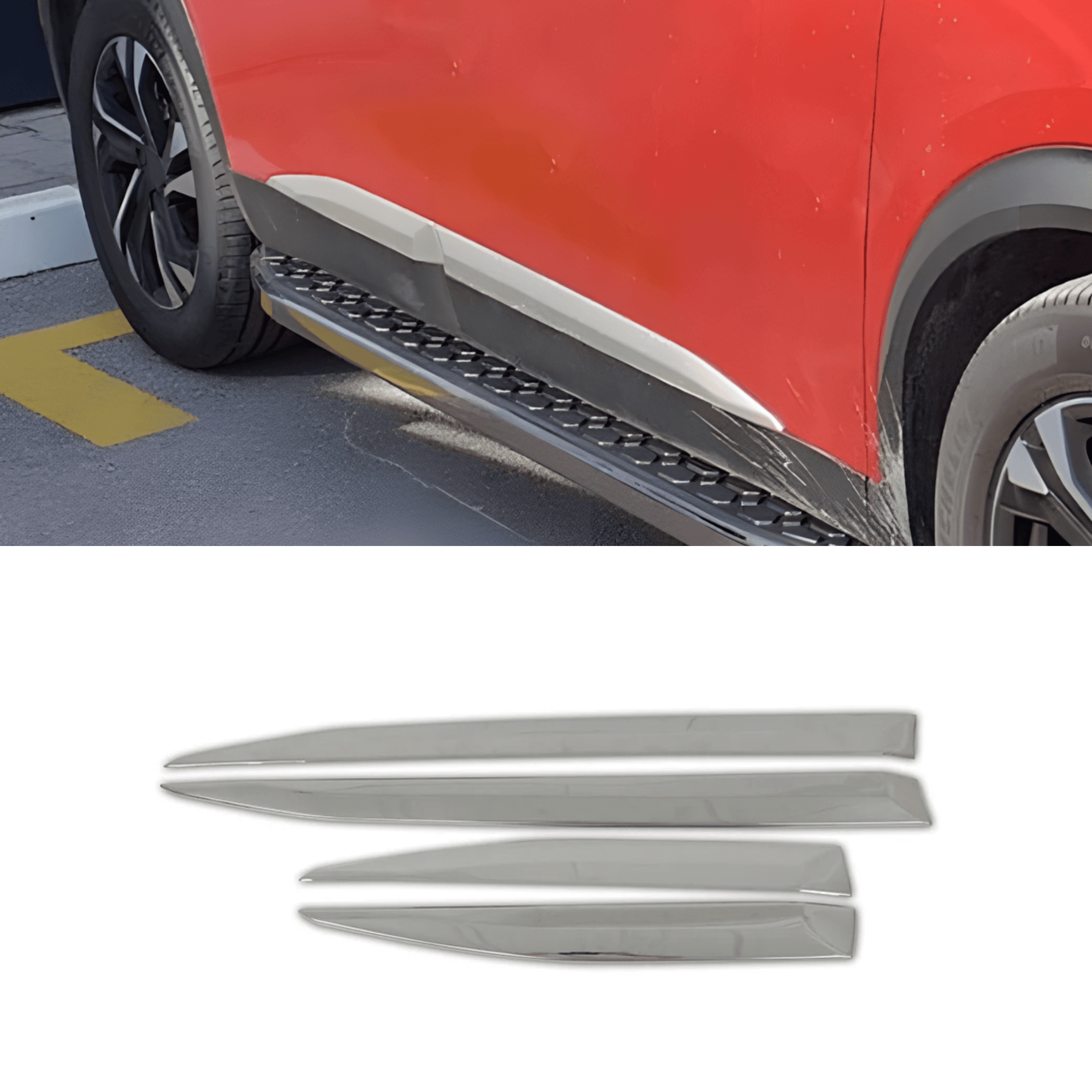 Scratch Guard Stainless Steel Chrome Side Door Trim Fit Peugeot 2008 (2020-2024)