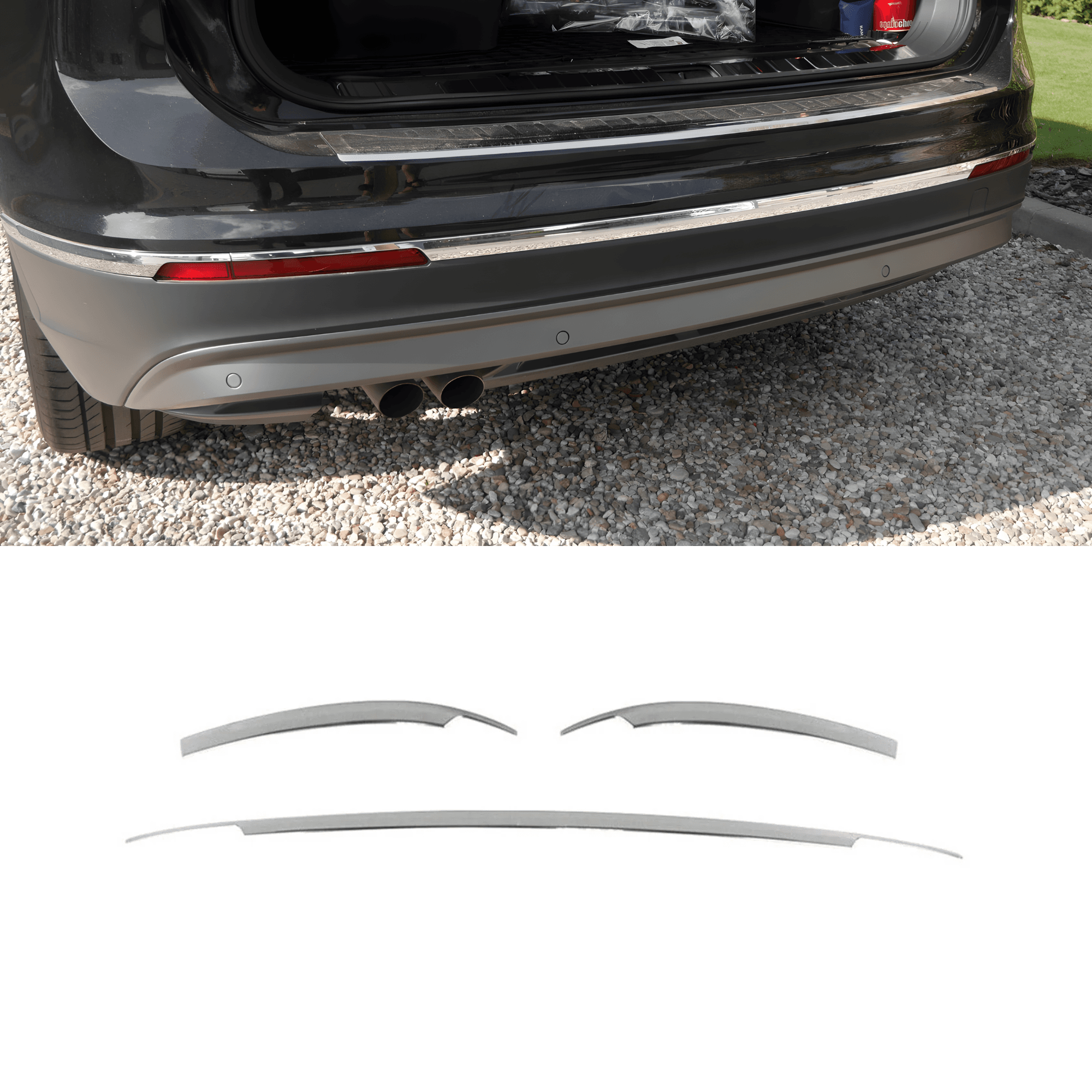 Stainless Steel Chrome Rear Bumper Streamer Trim Fit Volkswagen Tiguan (2016-2020)