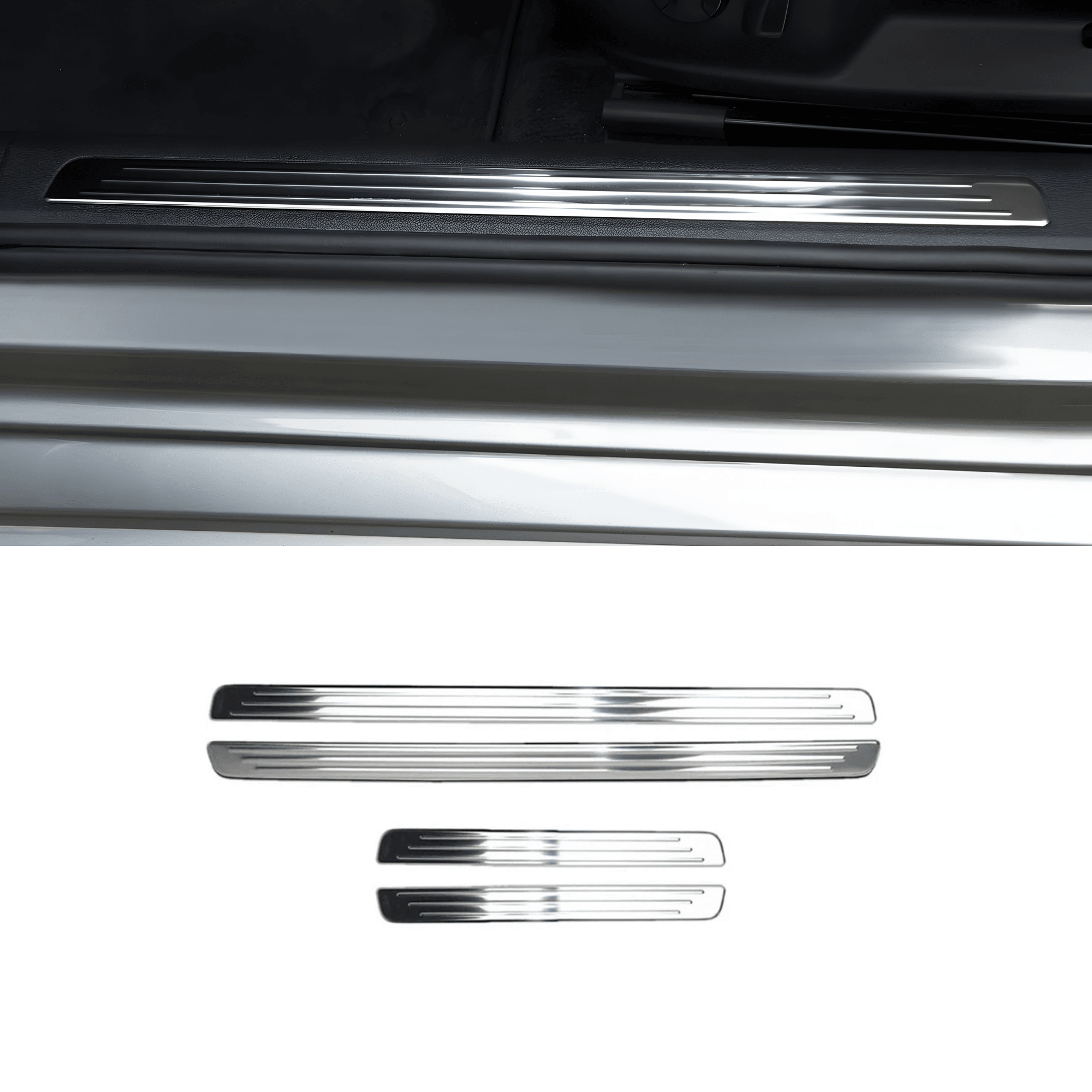 Stainless Steel Chrome Inner Door Sill Protector Fit Volkswagen Tiguan (2016-2024)