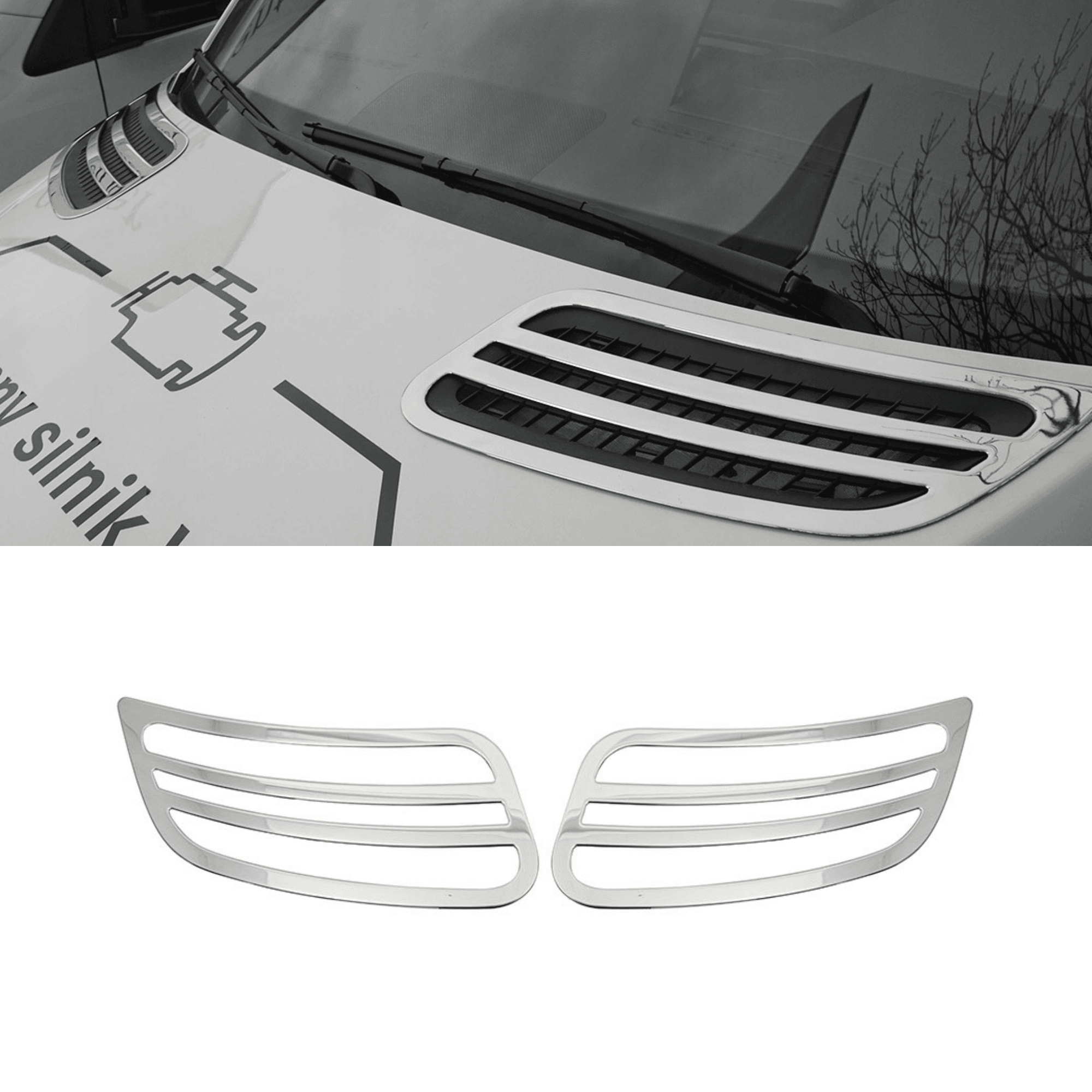 Stainless Steel Chrome Hood Vent Cover Fit Mercedes-Benz Sprinter (2019-2024)