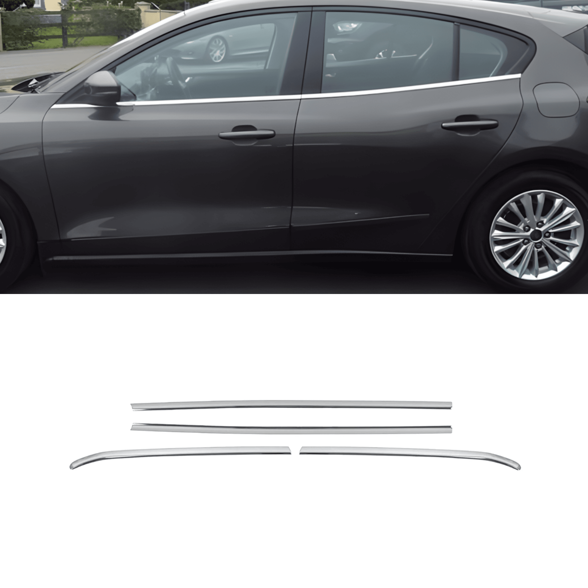 Stainless Steel Chrome Lower Window Sill Trim Fit Ford Focus (2019-2024)