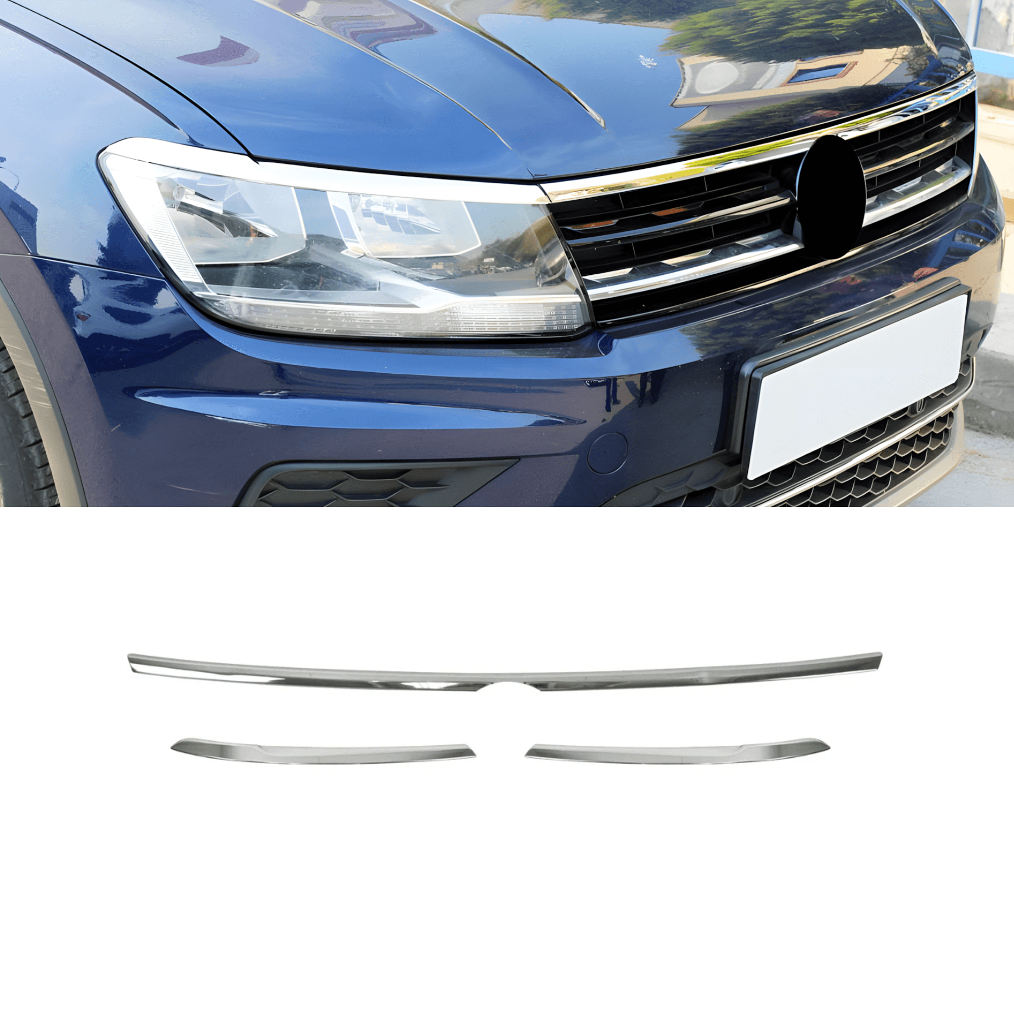 Stainless Steel Chrome Front Headlight Trim Fit Volkswagen Tiguan (2016-2020)