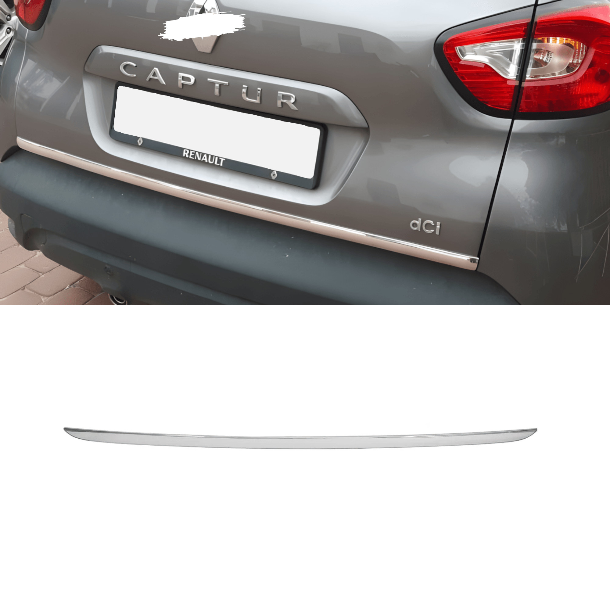 Stainless Steel Chrome Lower Tailgate Trim Fit Renault Captur (2013-2019)