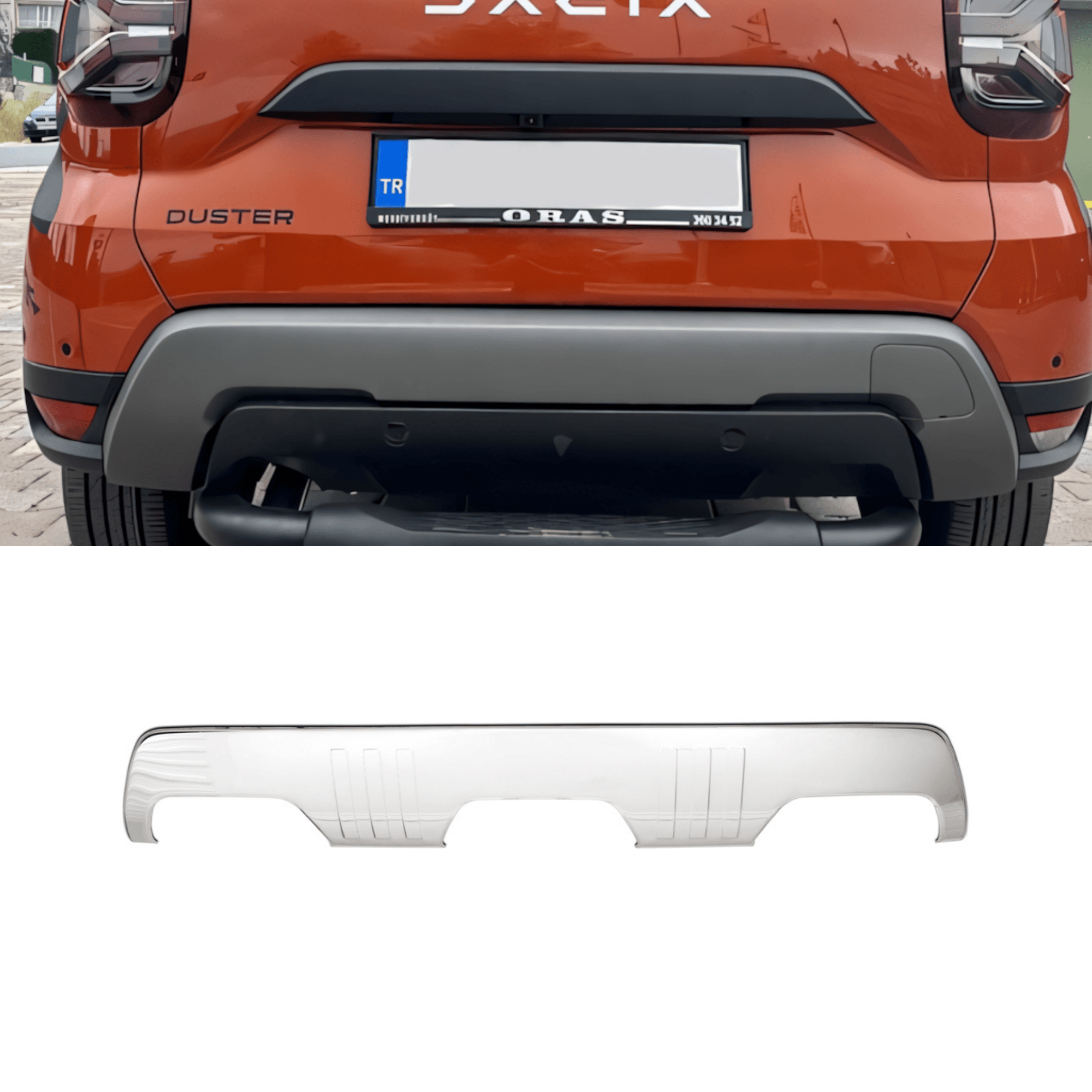 Stainless Steel Chrome Rear Bumper Diffuser Cover Fit Dacia Duster (2018-2024)