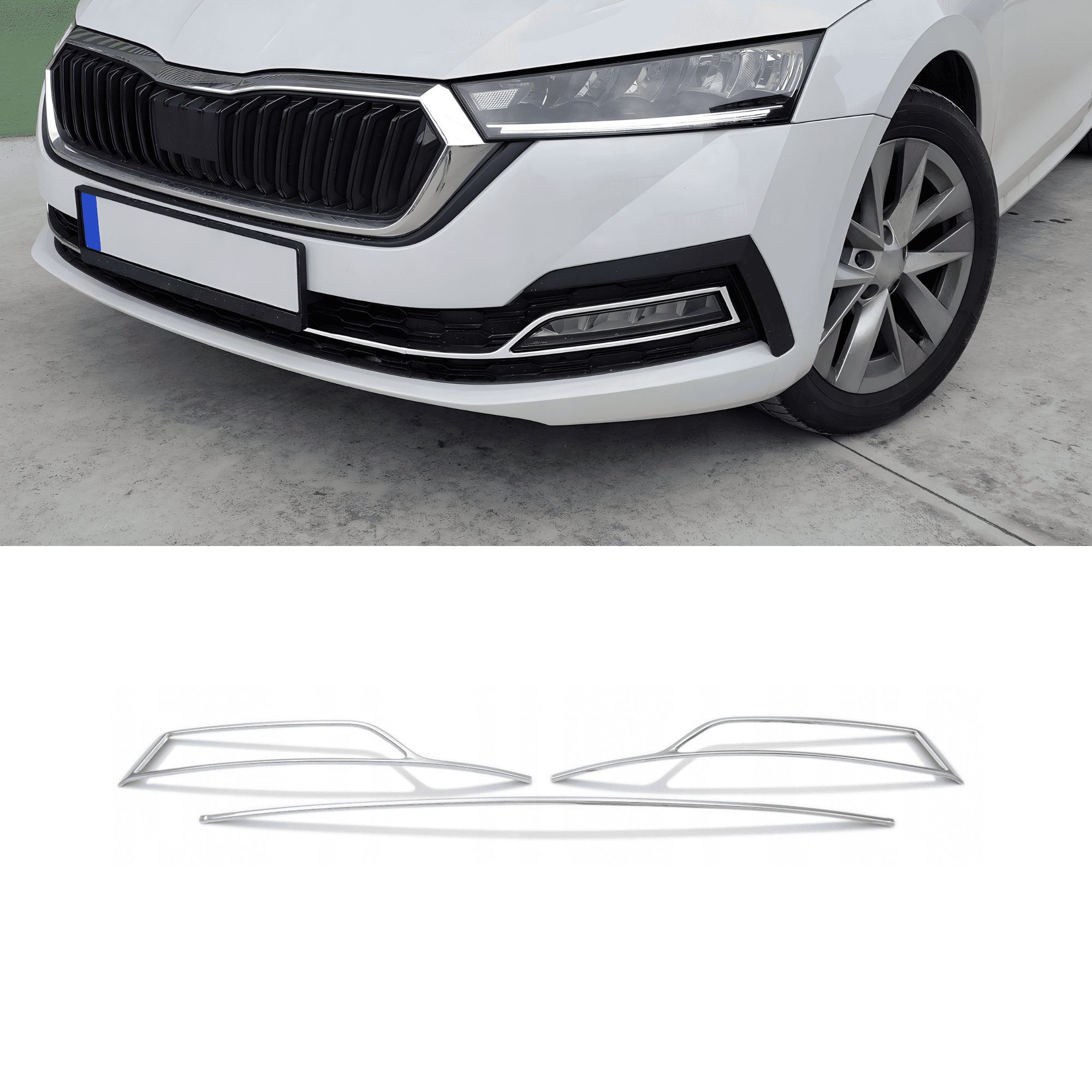 Stainless Steel Chrome Fog Light Cover Fit Skoda Octavia (2020-2024)