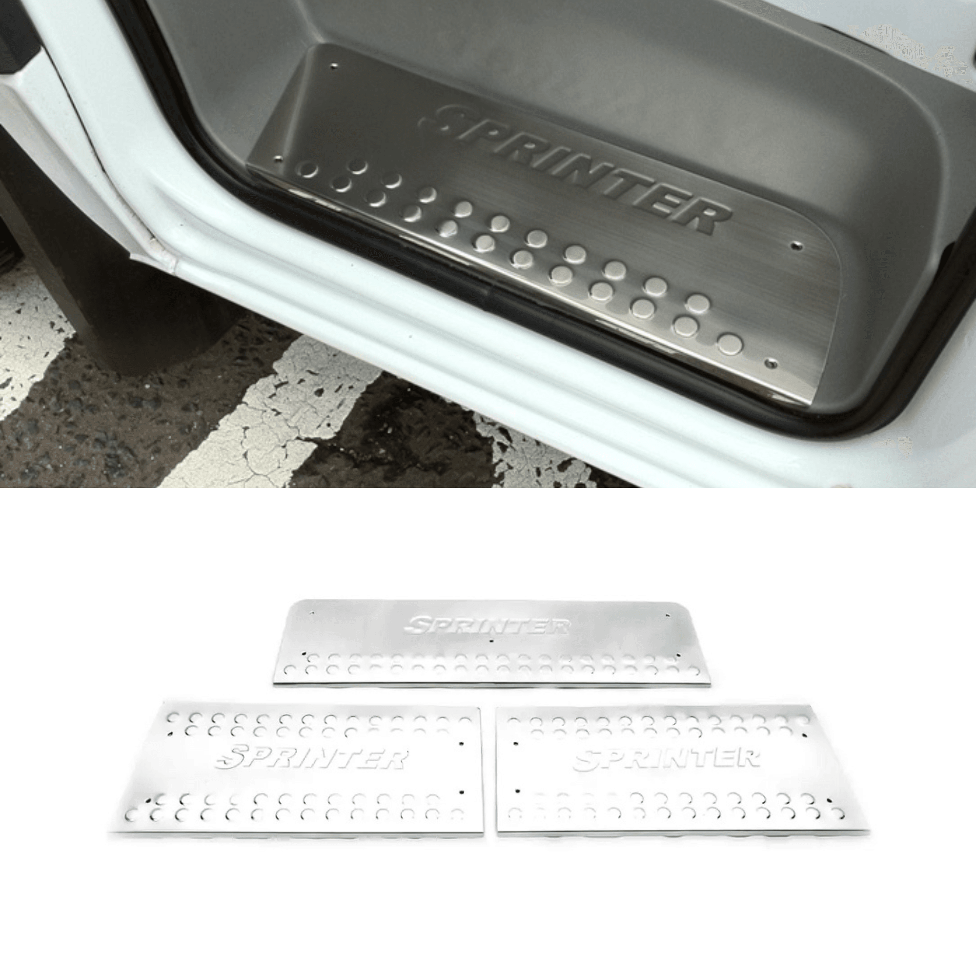 Stainless Steel Chrome Door Sill Protector Fit Mercedes-Benz Sprinter (1995-2005)