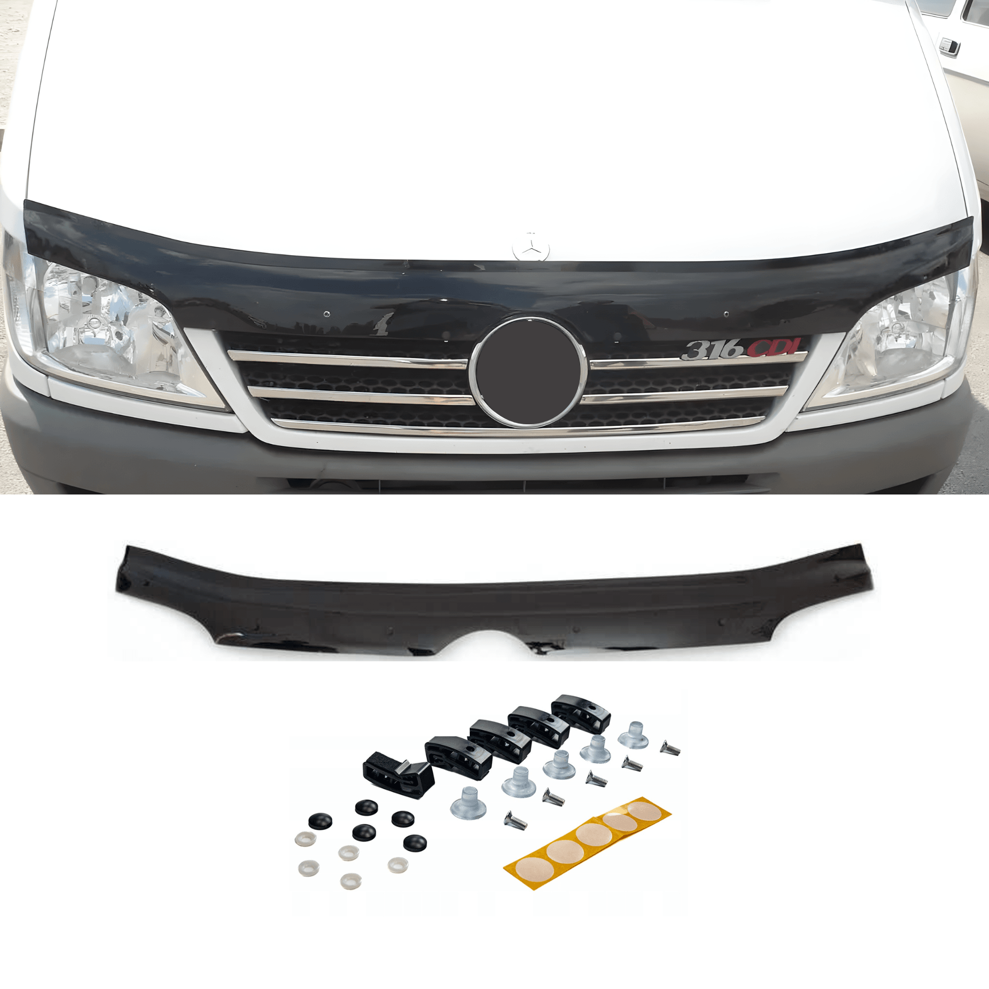 Plastic Front Stone & Bug Deflector Hood Guard Fit Mercedes-Benz Sprinter (2001-2005)