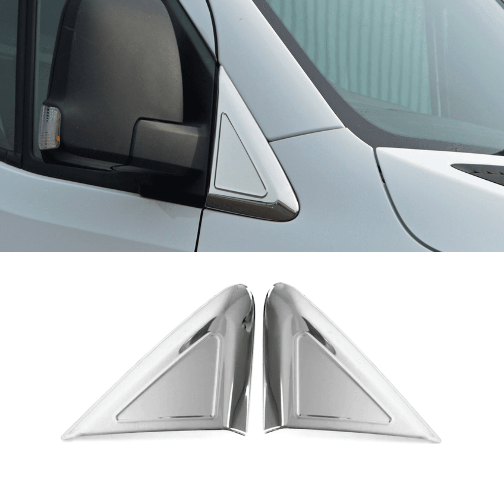 Stainless Steel Chrome Side Mirror Triangle Cover Fit Mercedes-Benz Sprinter (2019-2024)