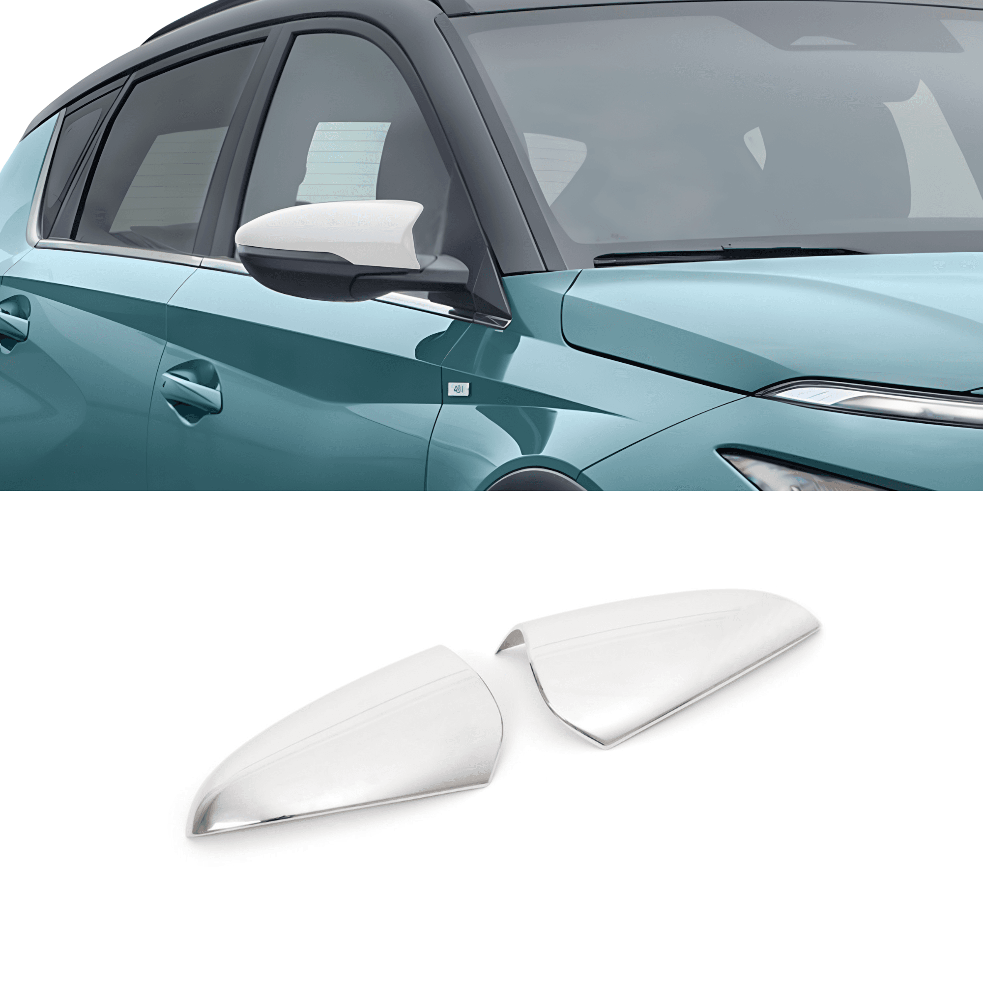 Stainless Steel Chrome Mirror Cover Fit Hyundai Bayon (2021-2024)