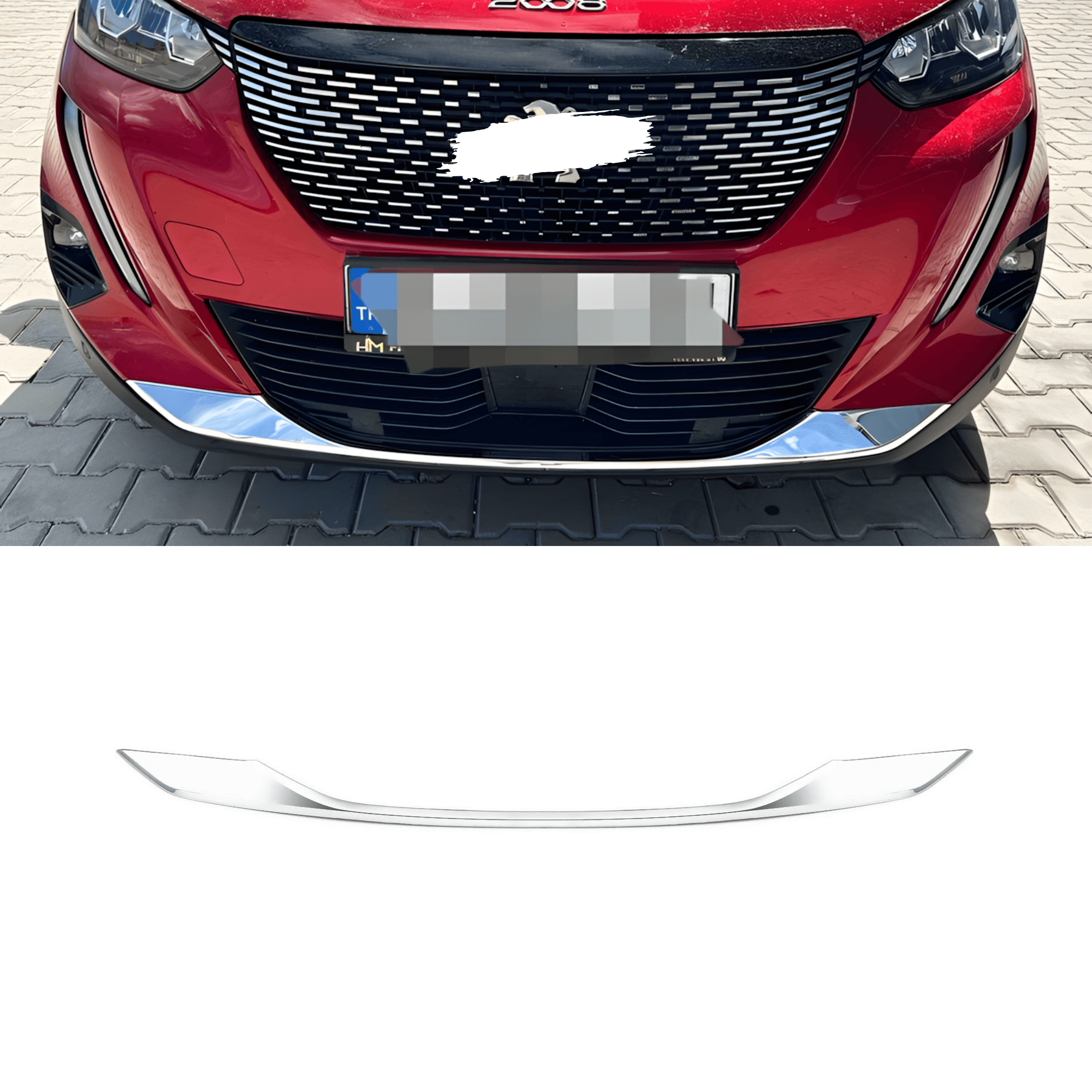 Stainless Steel Chrome Front Bumper Diffuser Streamer Fit Peugeot 2008 (2020-2023)