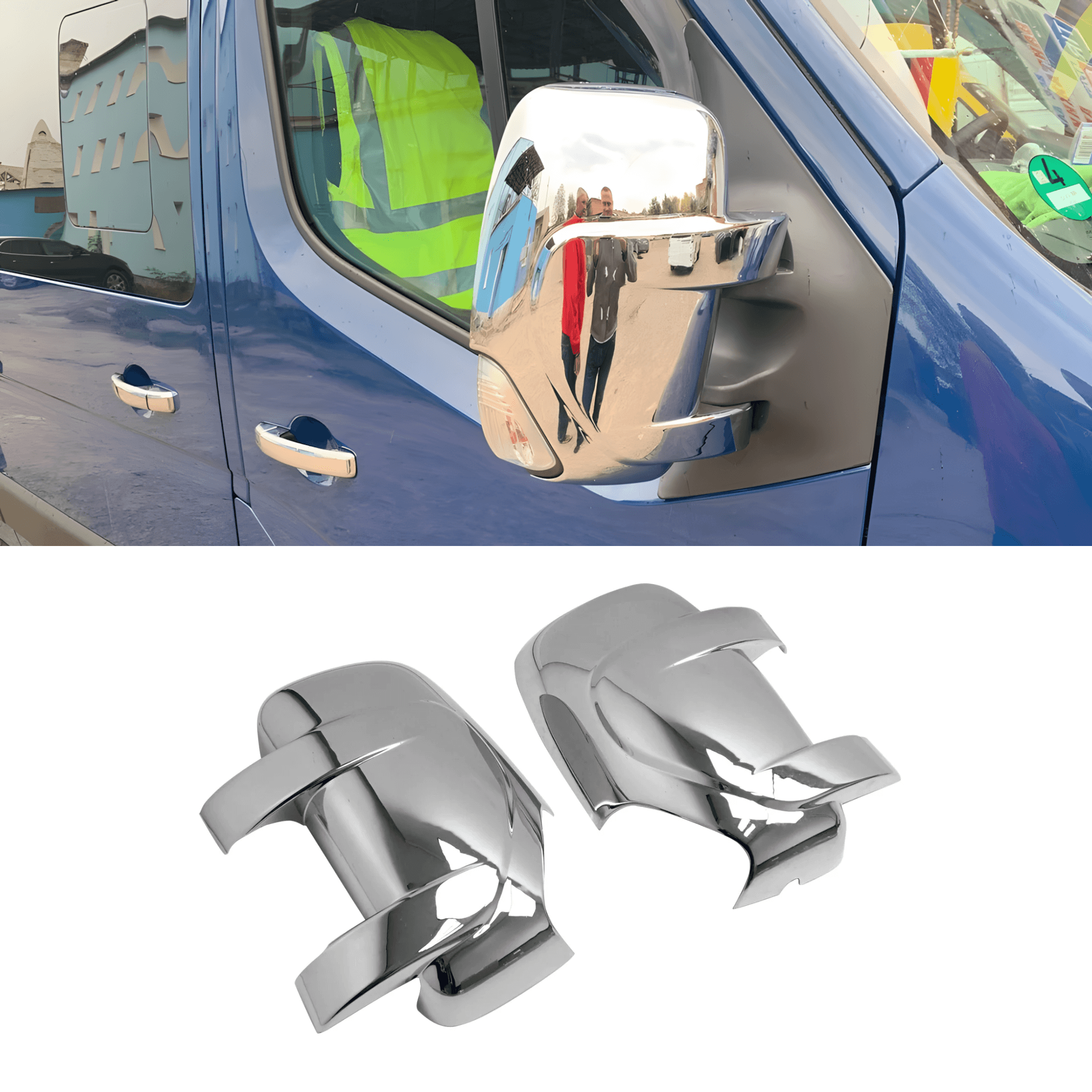 Scratch Guard Chrome Plated Plastic Mirror Cover Fit Renault Master (2011-2024)