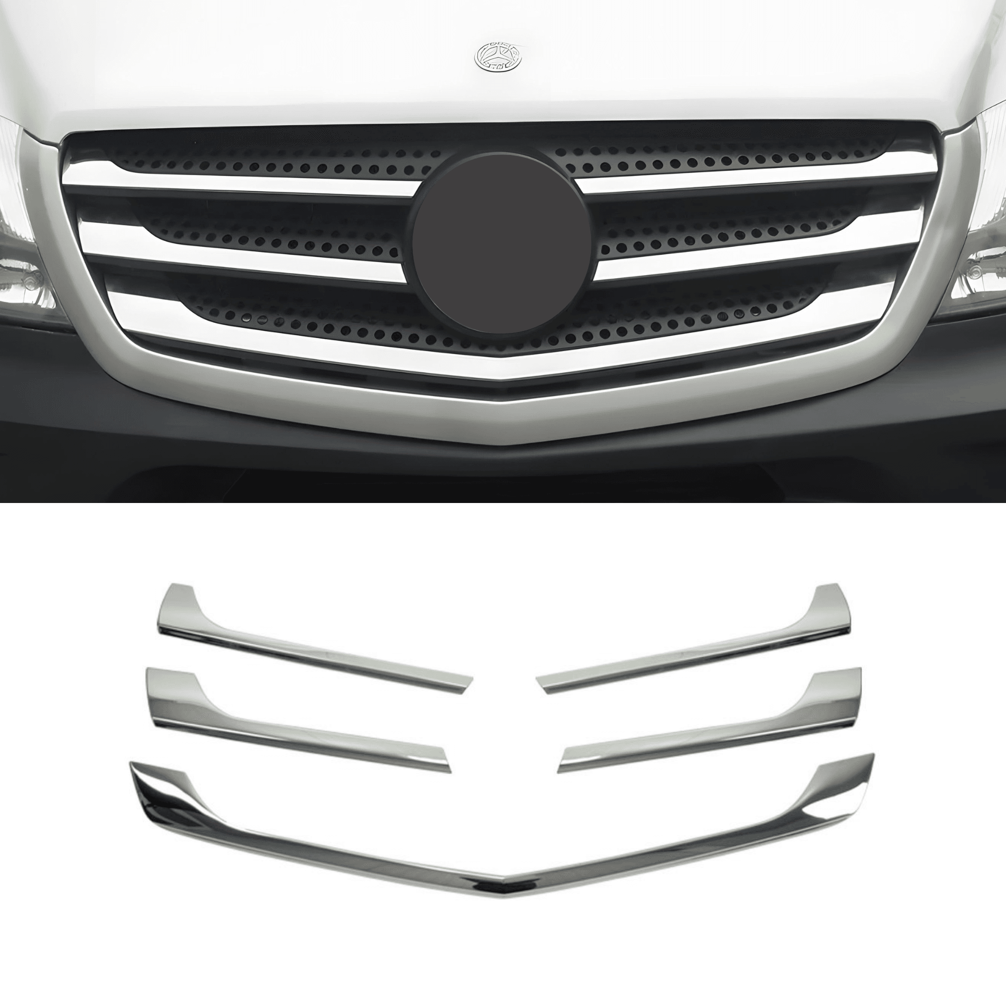 Stainless Steel Chrome Grille Accent Trim Fit Mercedes-Benz Sprinter (2014-2018)