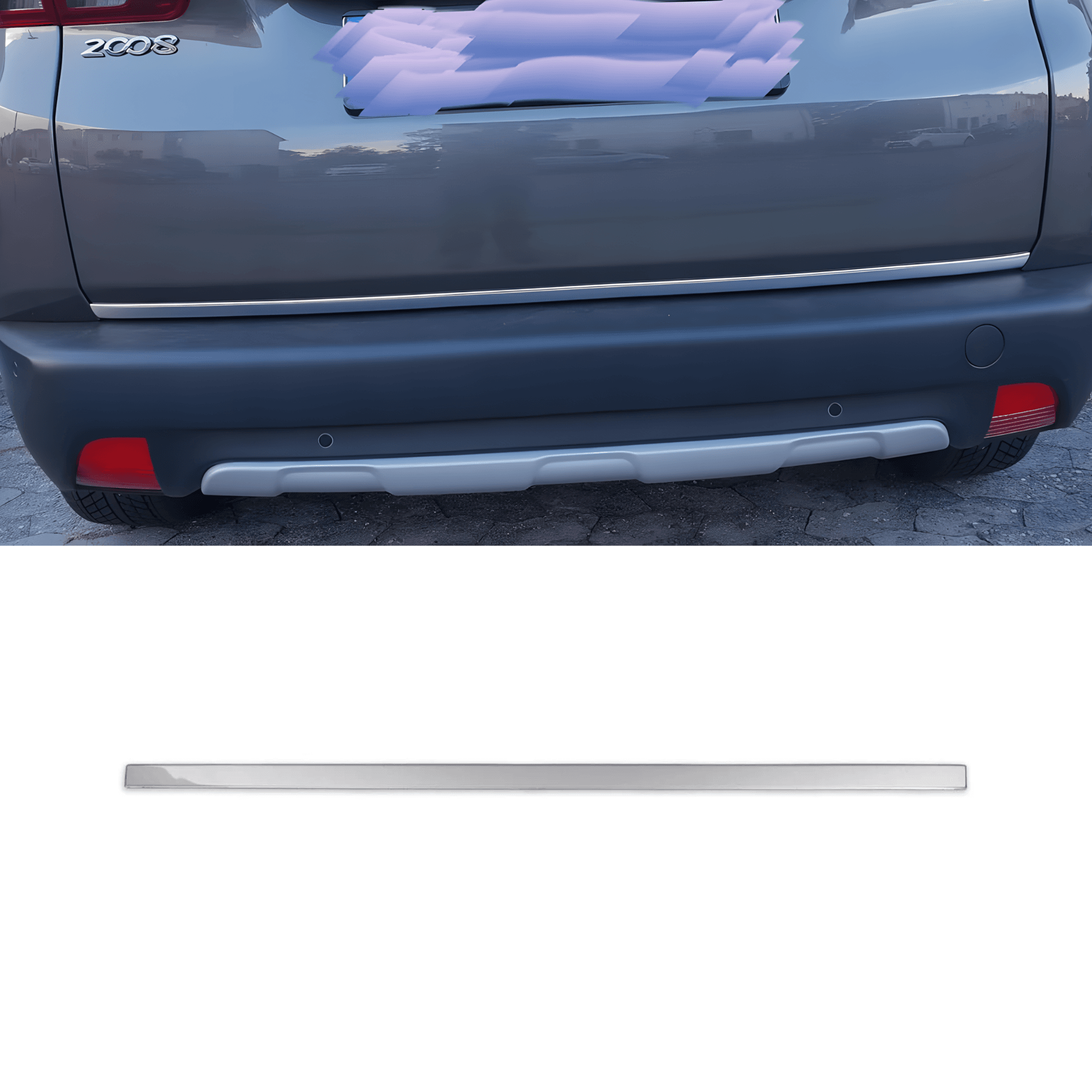 Stainless Steel Chrome Lower Tailgate Trim Fit Peugeot 2008 (2013-2019)