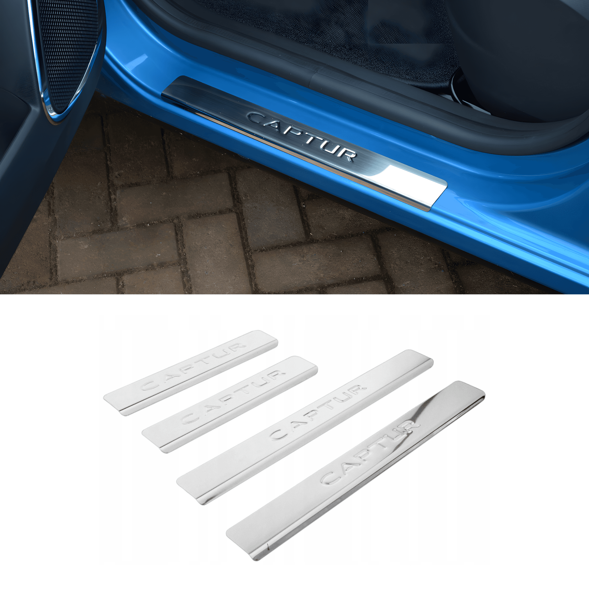 Stainless Steel Chrome Door Sill Protector Fit Renault Captur (2013-2019)