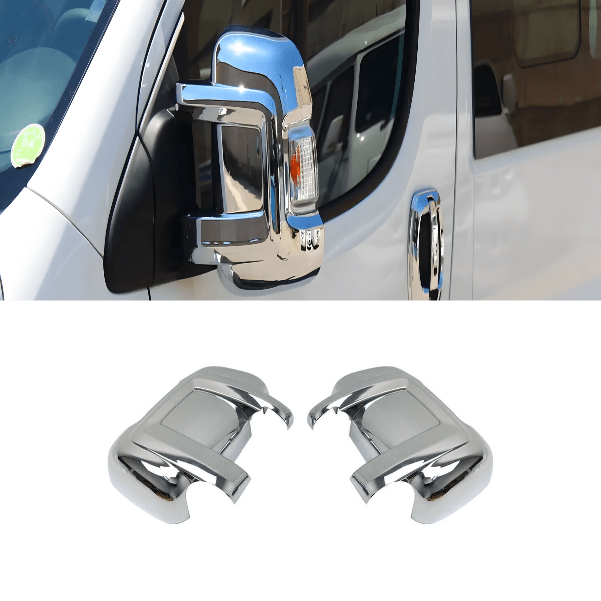 Chrome Plated Plastic Mirror Cover Fit Peugeot Boxer (2007-2024)