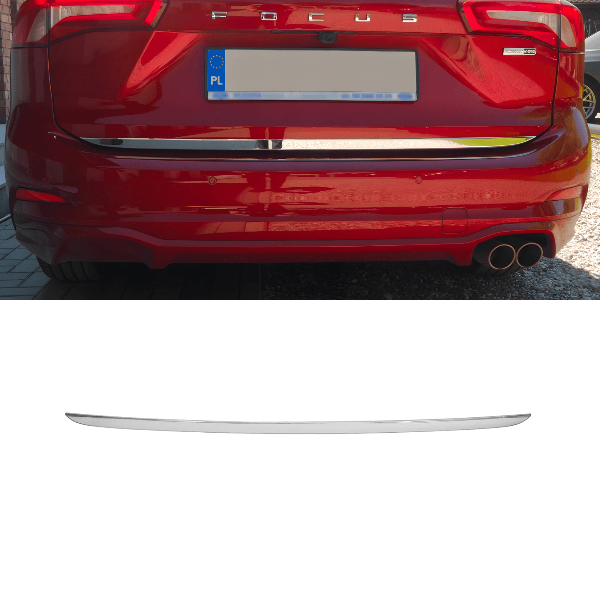 Stainless Steel Chrome Lower Tailgate Trim Fit Ford Focus (2019-2024)