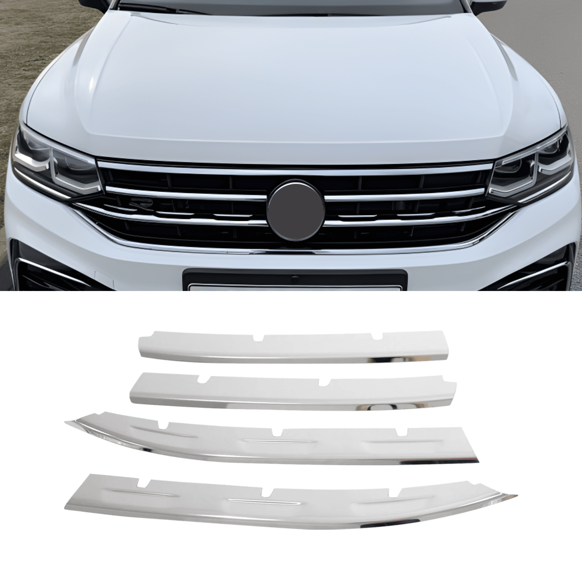 Stainless Steel Chrome Grille Accent Trim Fit Volkswagen Tiguan (2021-2024)