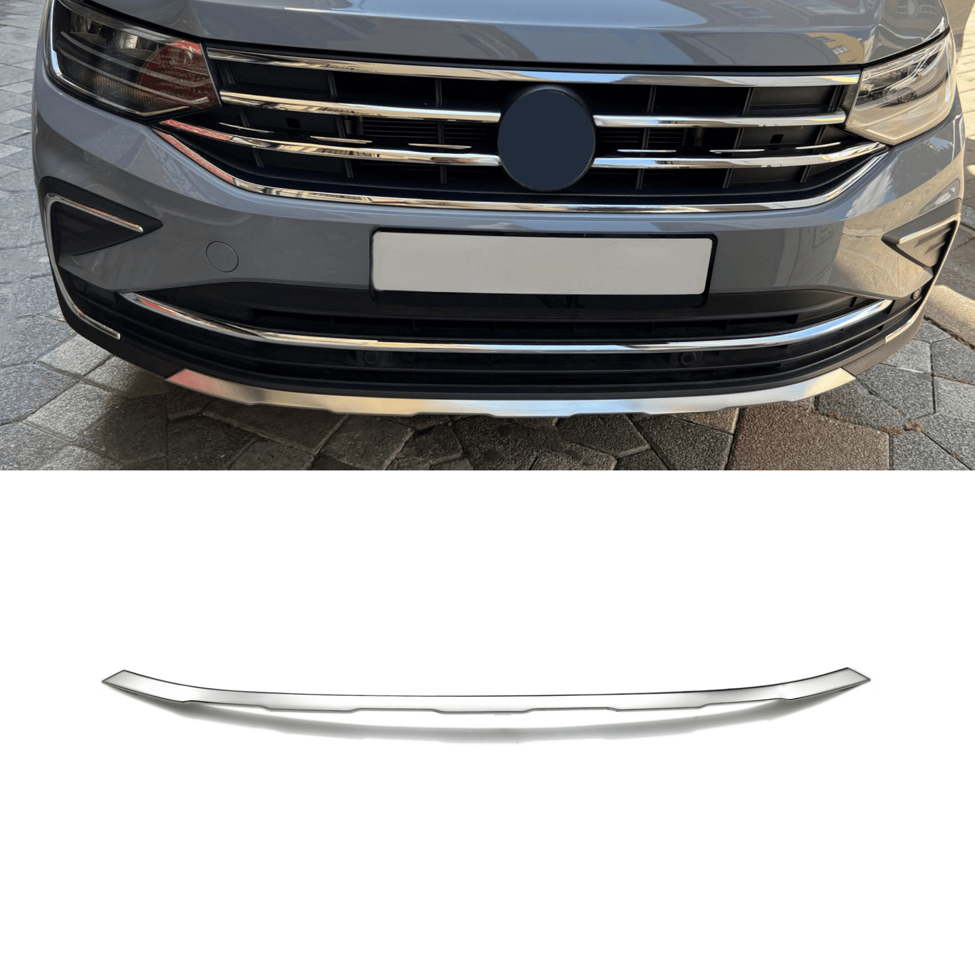 Stainless Steel Chrome Front Bumper Diffuser Streamer Fit Volkswagen Tiguan (2021-2024)