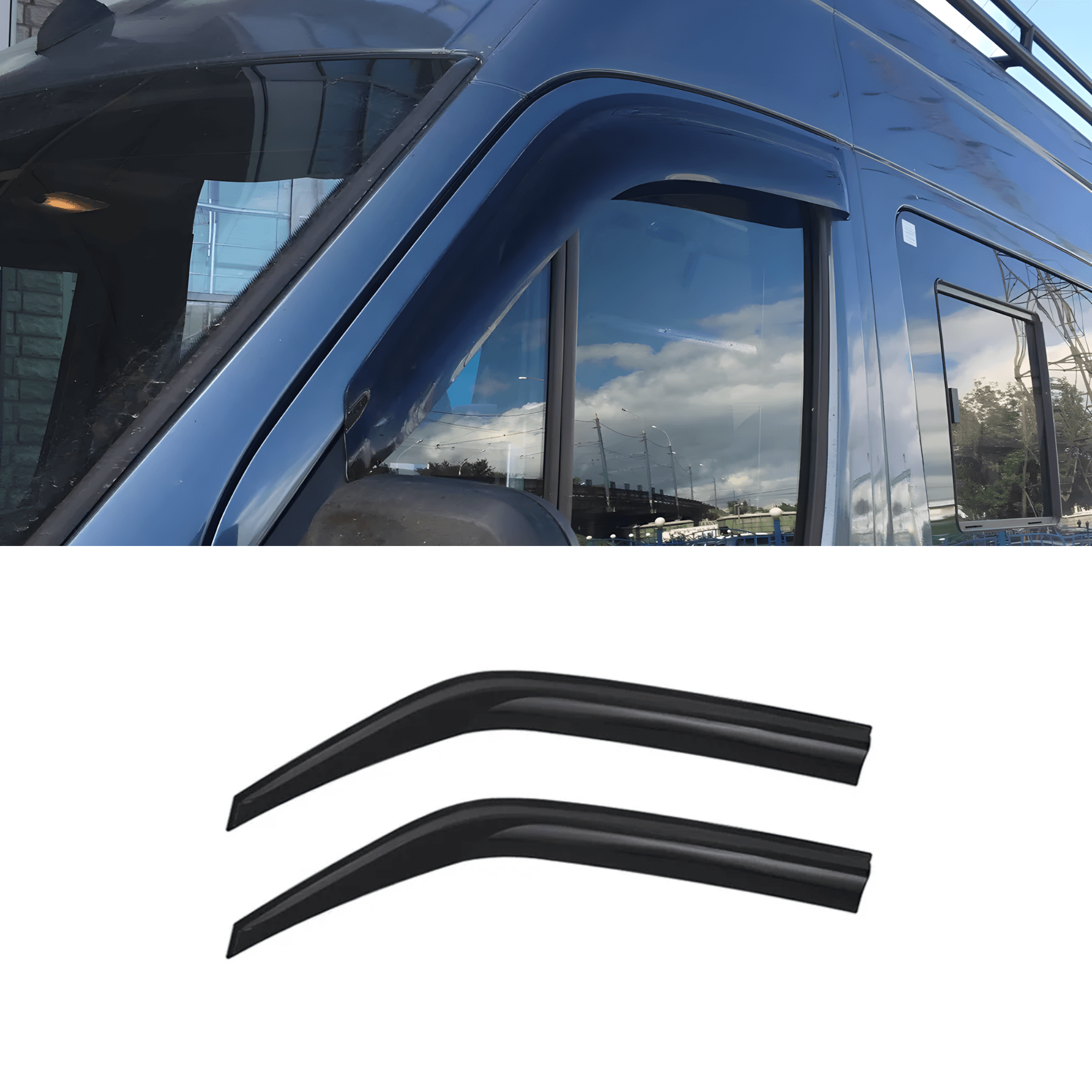 Durable Tape-On Side Window Deflector Rain Guards Fit Mercedes-Benz Sprinter (2006-2018)