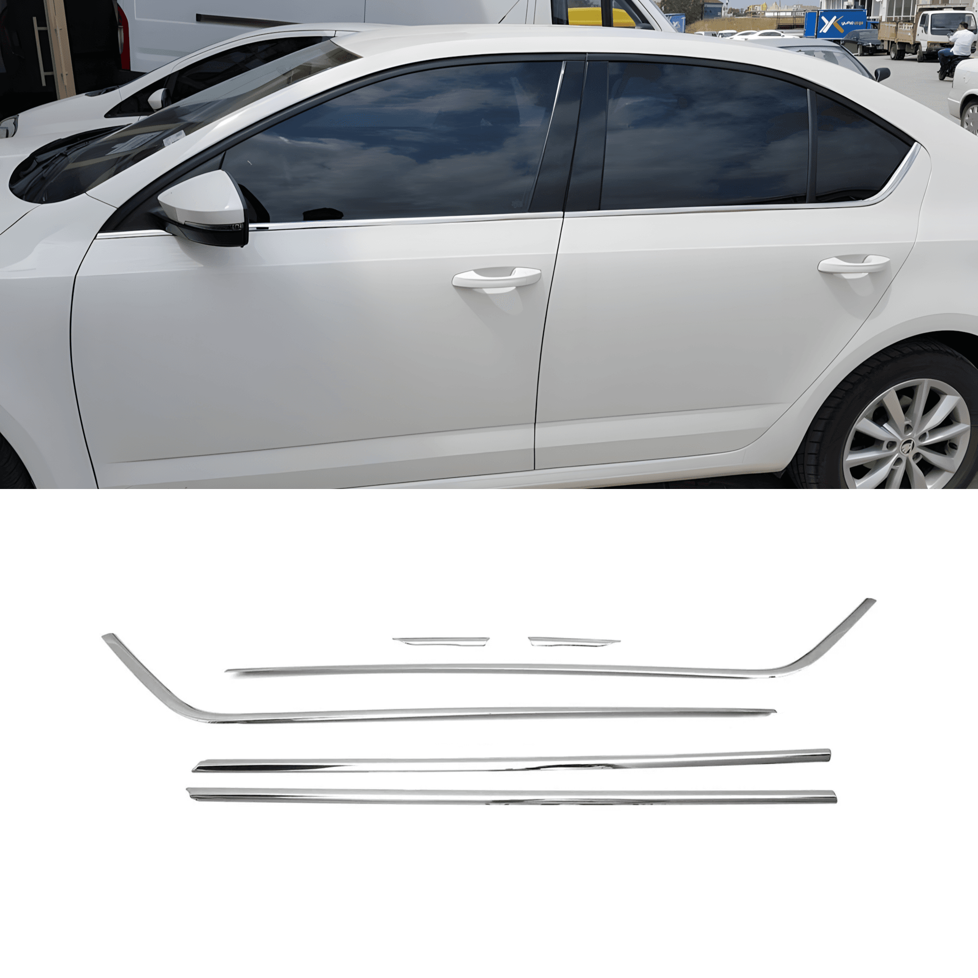 Stainless Steel Chrome Lower Window Sill Trim Fit Skoda Octavia (2013-2019)