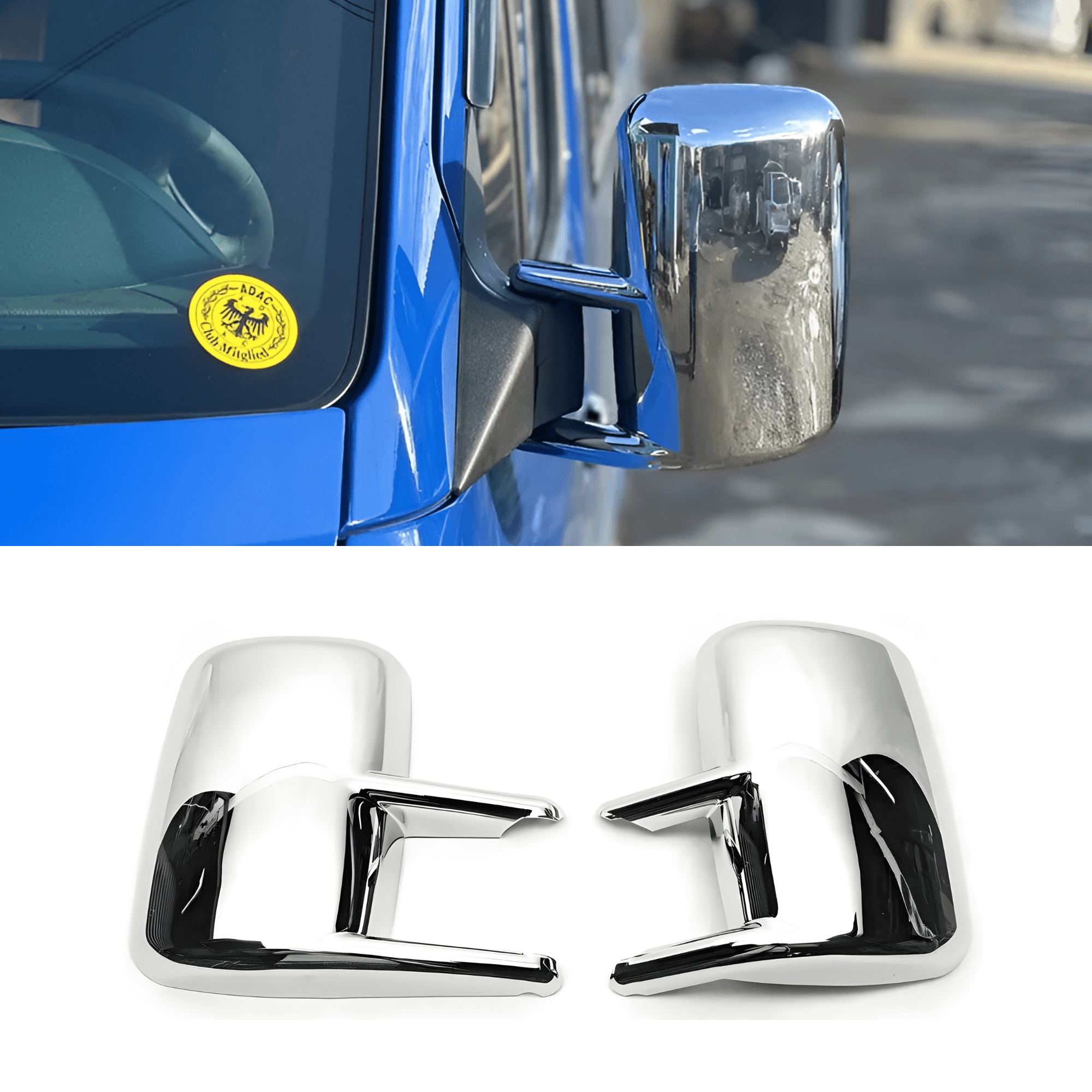 Scratch Guard Chrome Plated Plastic Mirror Cover Fit Mercedes-Benz Sprinter (1995-2005)