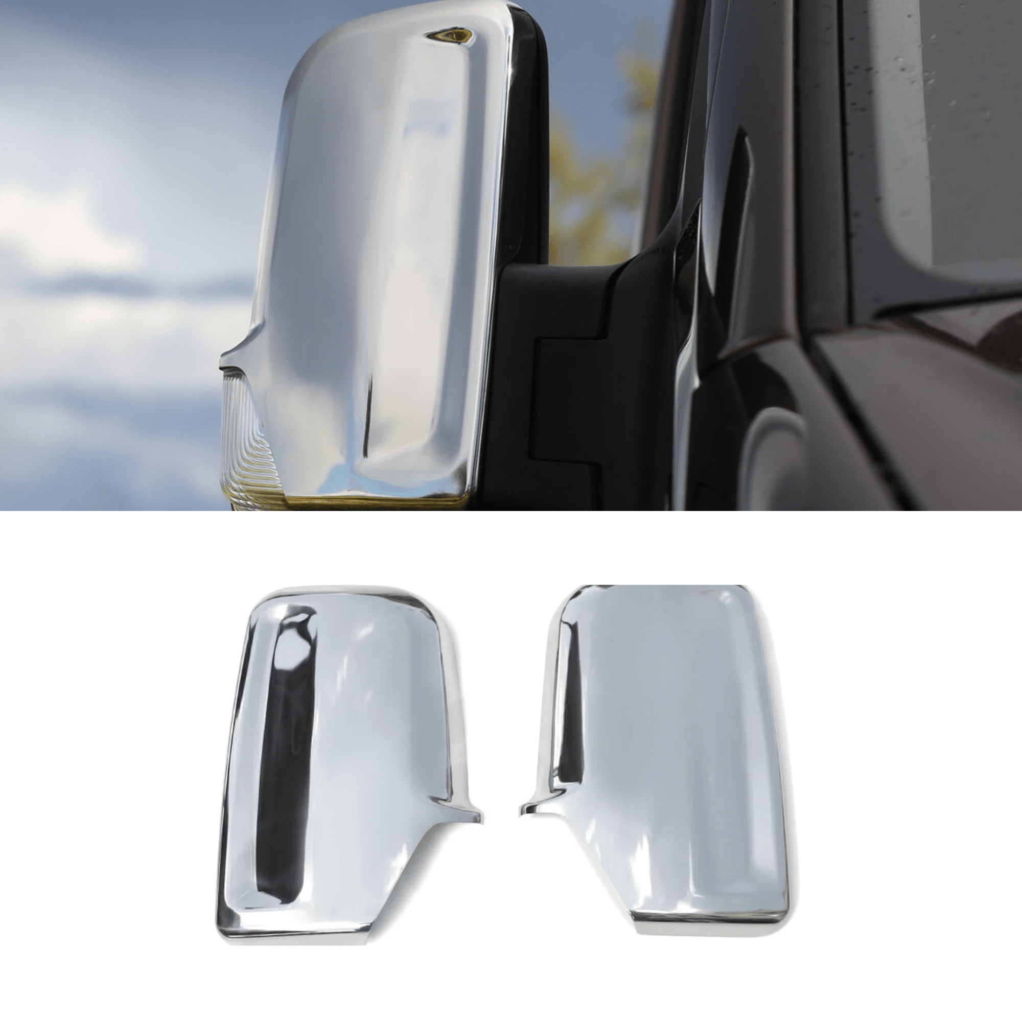 Stainless Steel Chrome Mirror Cover Fit Mercedes-Benz Sprinter (2006-2018)