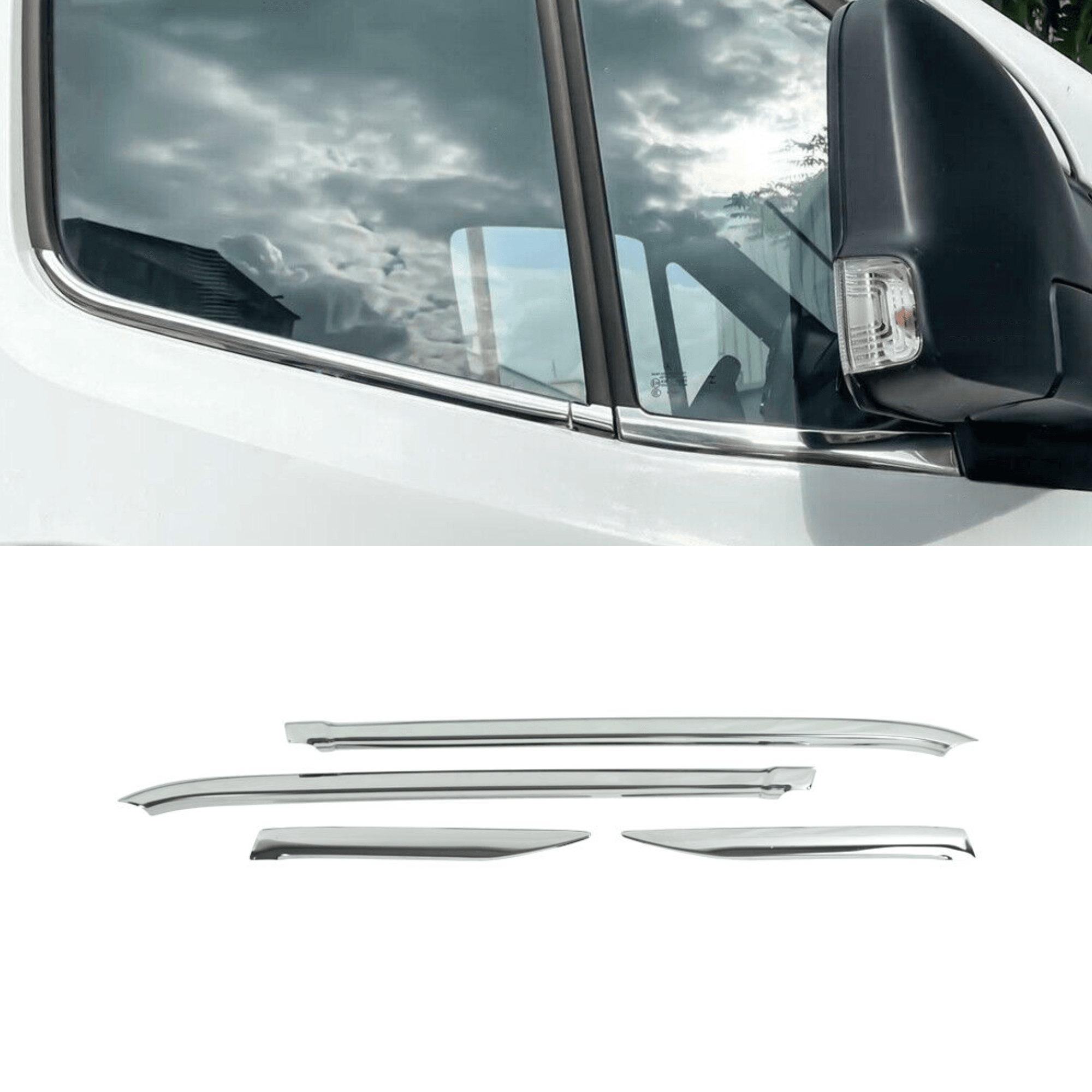 Stainless Steel Chrome Lower Window Sill Trim Fit Mercedes-Benz Sprinter (2019-2024)