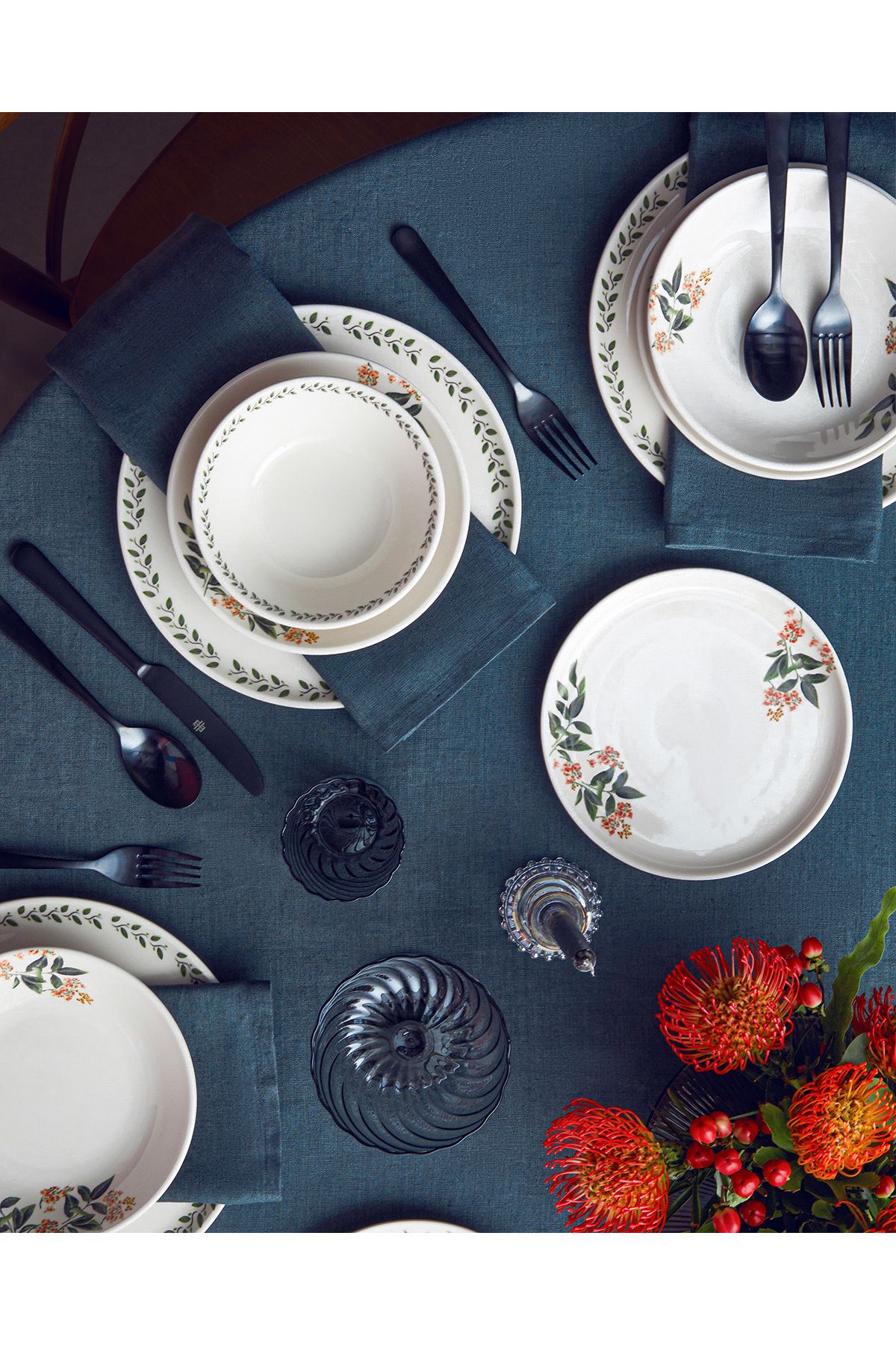 Elena Seramik Yemek Takımı 16 Parça 4 Kişilik Yeşil-Turuncu