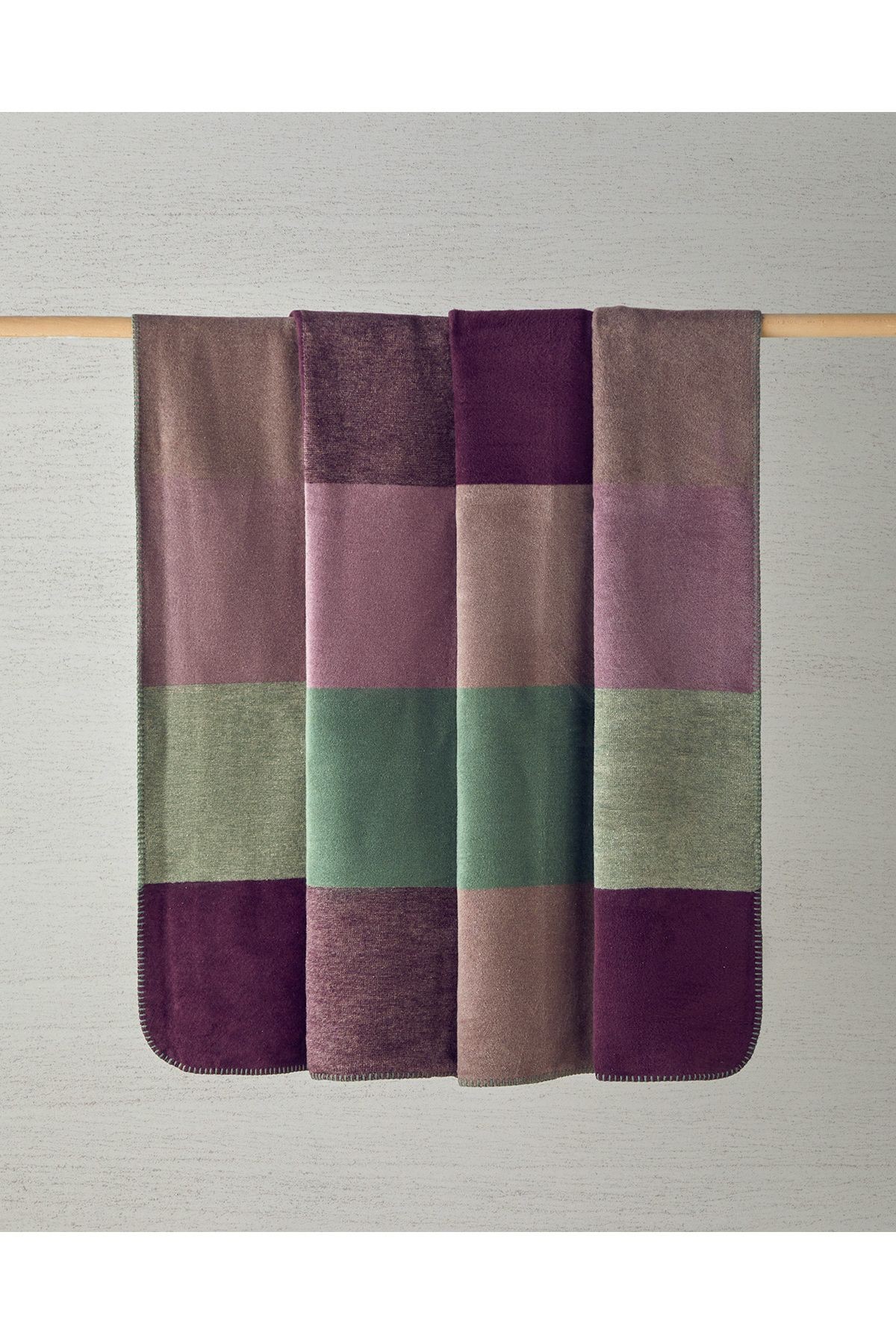 Block Pamuklu King Size Battaniye 220x240 cm Bej
