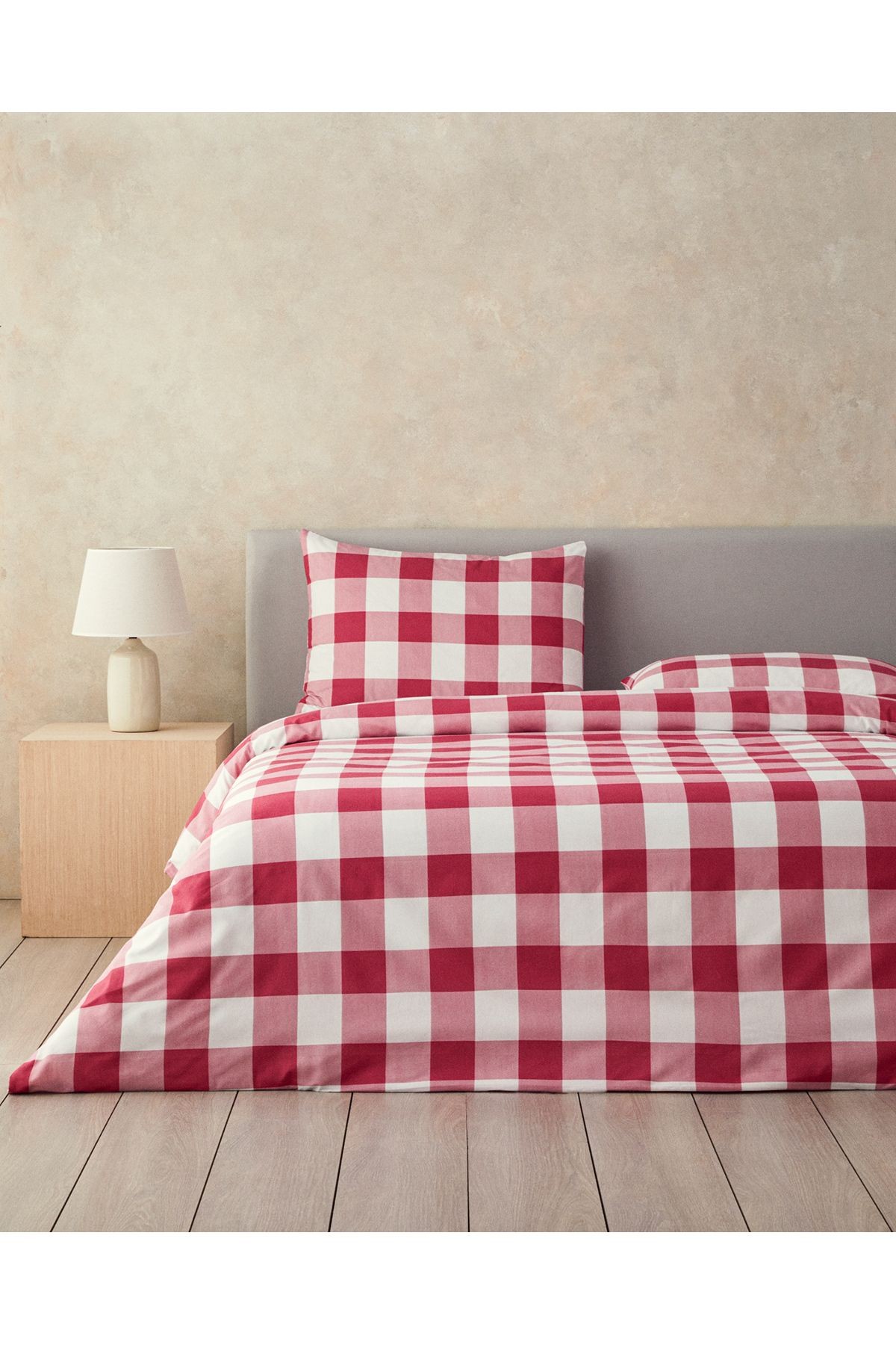Gingham Tek Kişilik Nevresim Seti Pembe