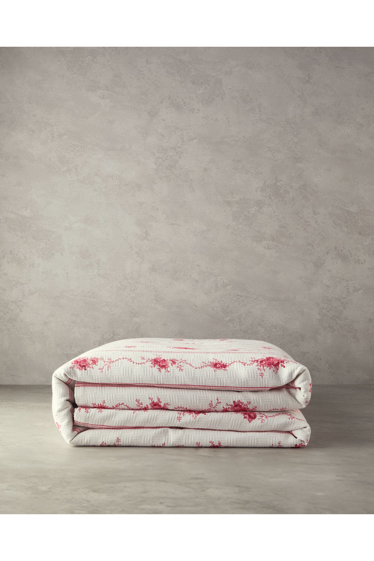 Flower Line Çift Kişilik Pike Pembe