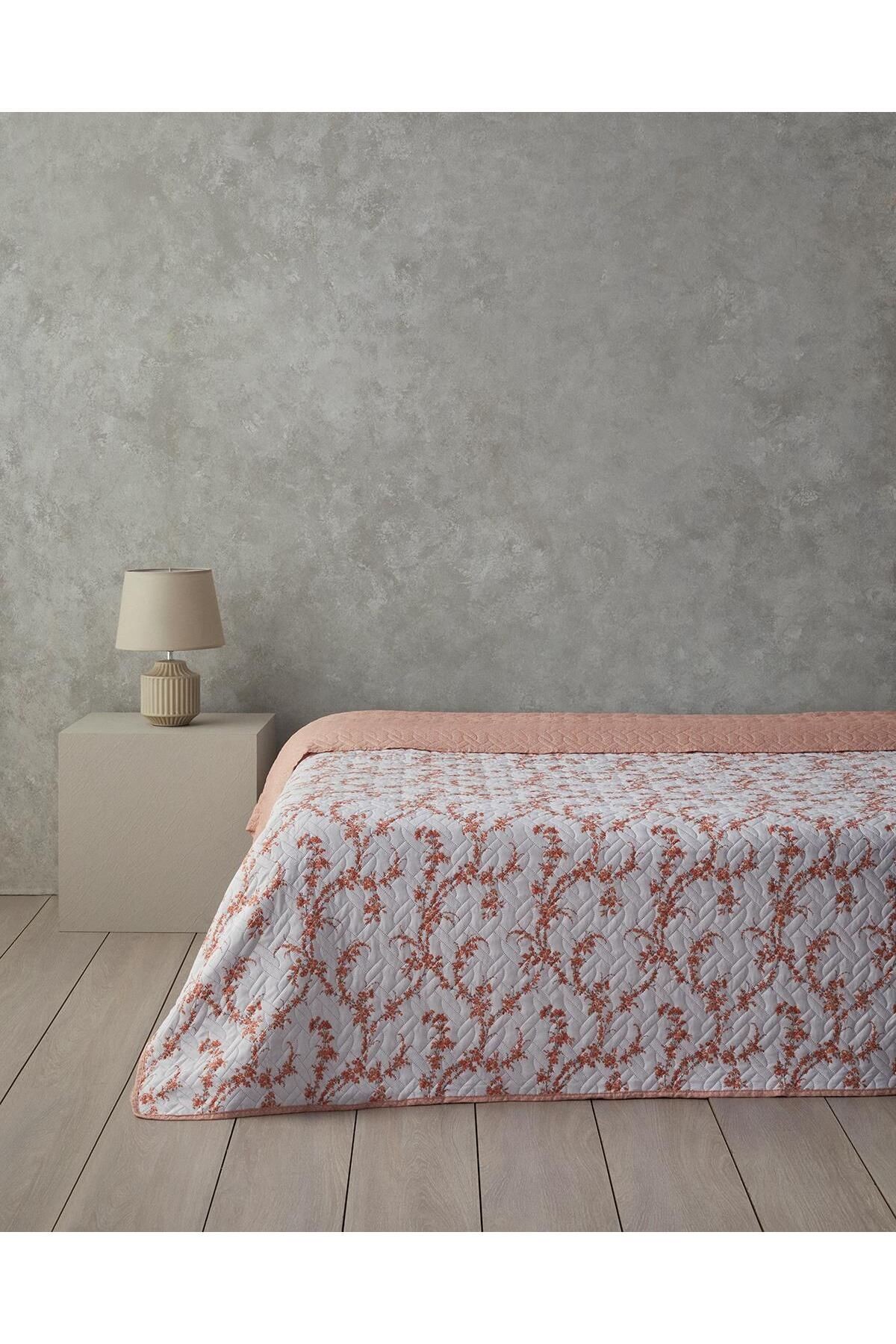 Scroll Flowers Çift Kişilik Çok Amaçlı Örtü Turuncu