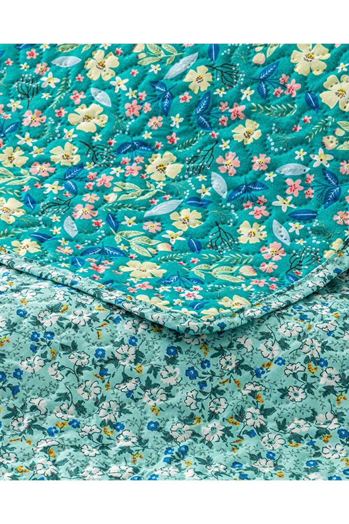 Fresh Blossom Tek Kişilik Çok Amaçlı Örtü Yeşil