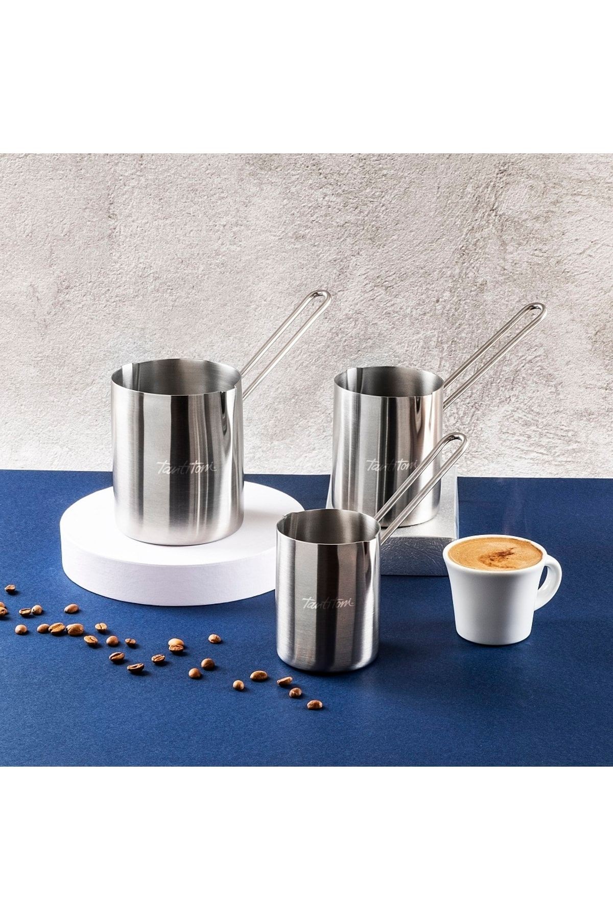 Paslanmaz Çelik Çift Ağızlı Silindir Cezve 350 ml
