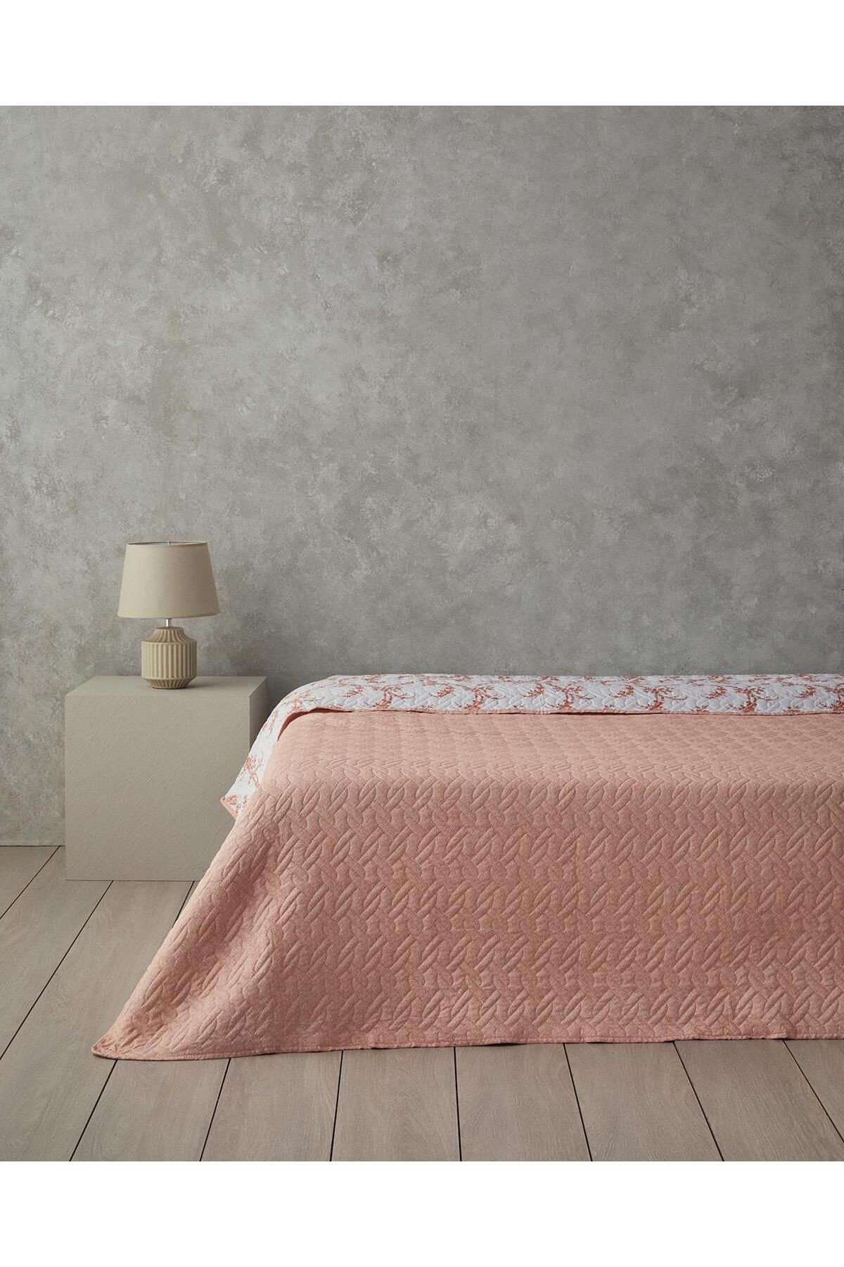 Scroll Flowers Çift Kişilik Çok Amaçlı Örtü Turuncu