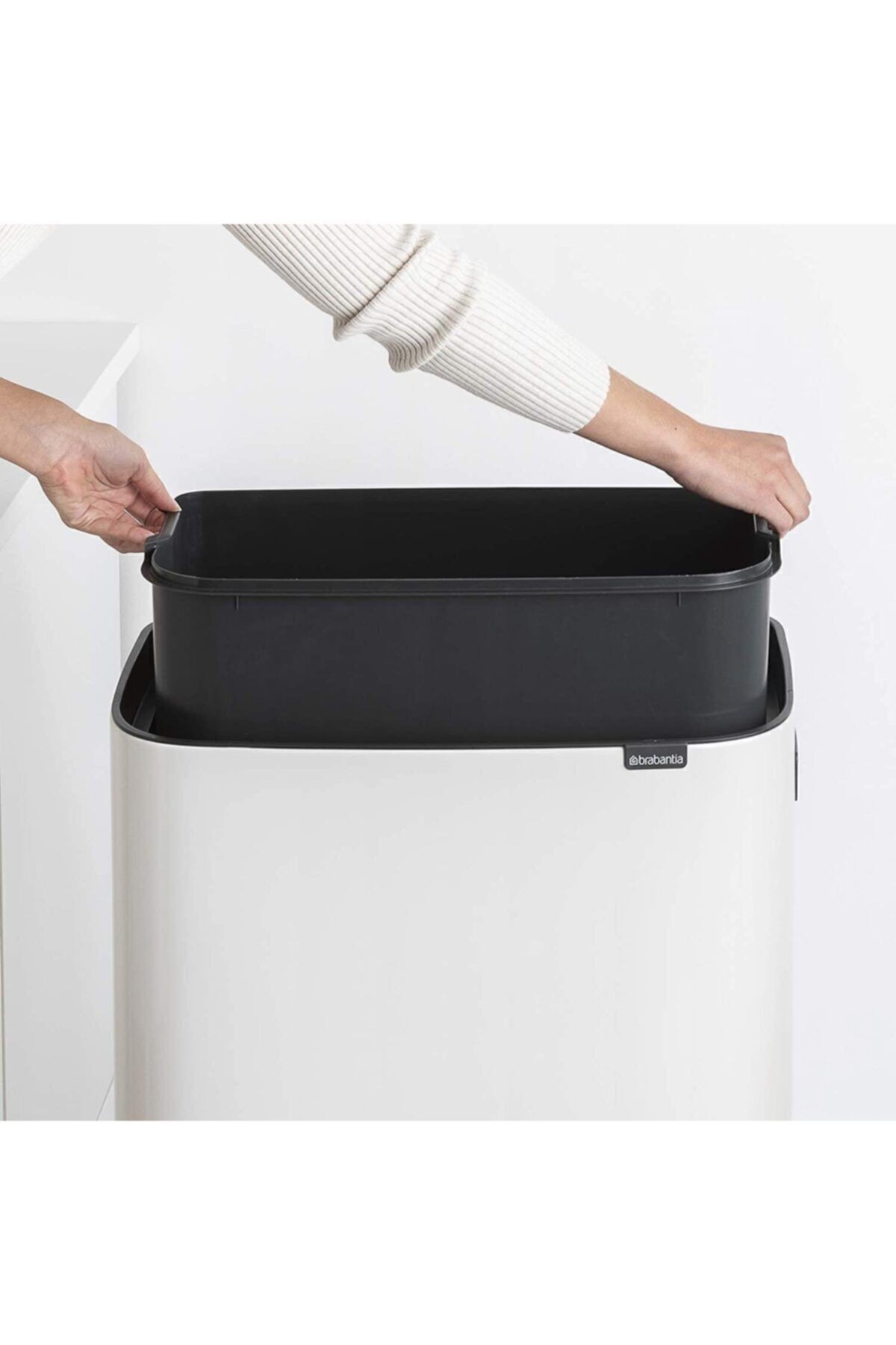 Çöp Kutusu Büyük Boy 60 Lt Bo Touch Dokunmatik Kapak Beyaz
