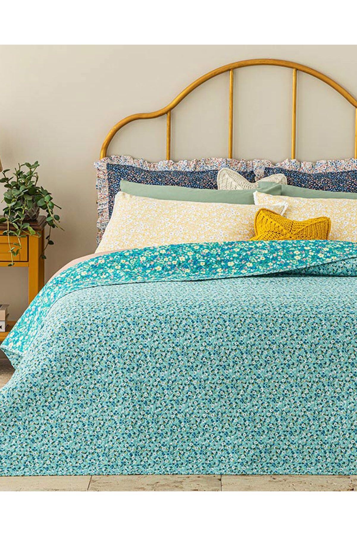 Fresh Blossom Tek Kişilik Çok Amaçlı Örtü Yeşil