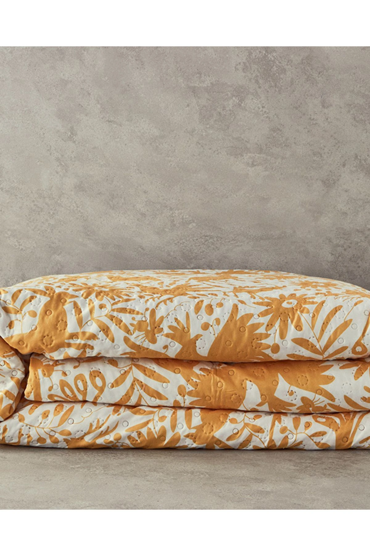 Folk Jungle Çift Kişilik Çok Amaçlı Örtü Sarı