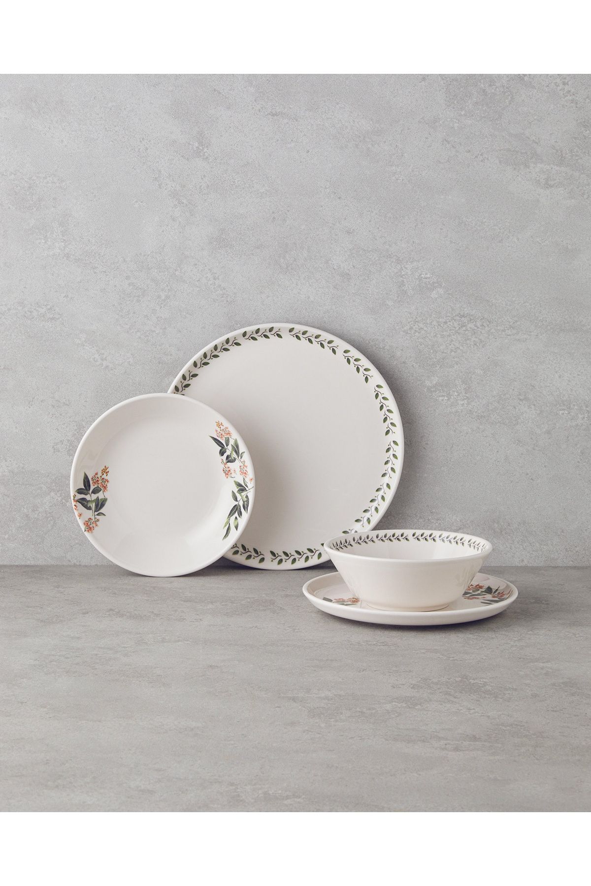 Elena Seramik Yemek Takımı 16 Parça 4 Kişilik Yeşil-Turuncu