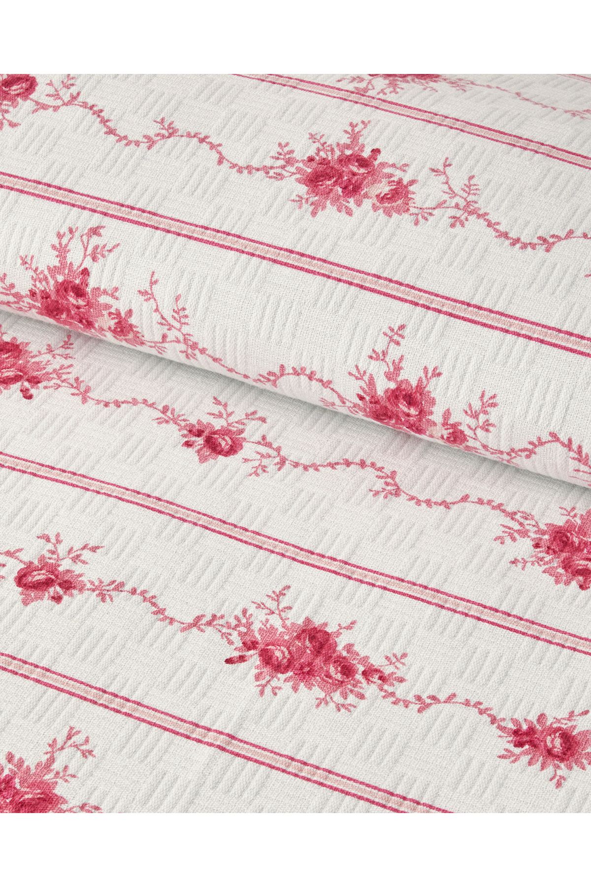 Flower Line Çift Kişilik Pike Pembe