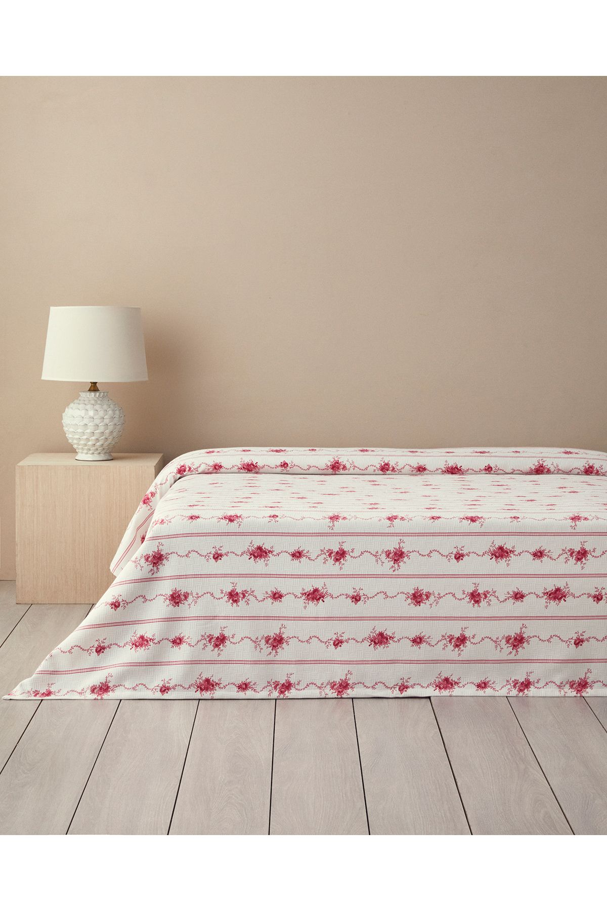 Flower Line Çift Kişilik Pike Pembe