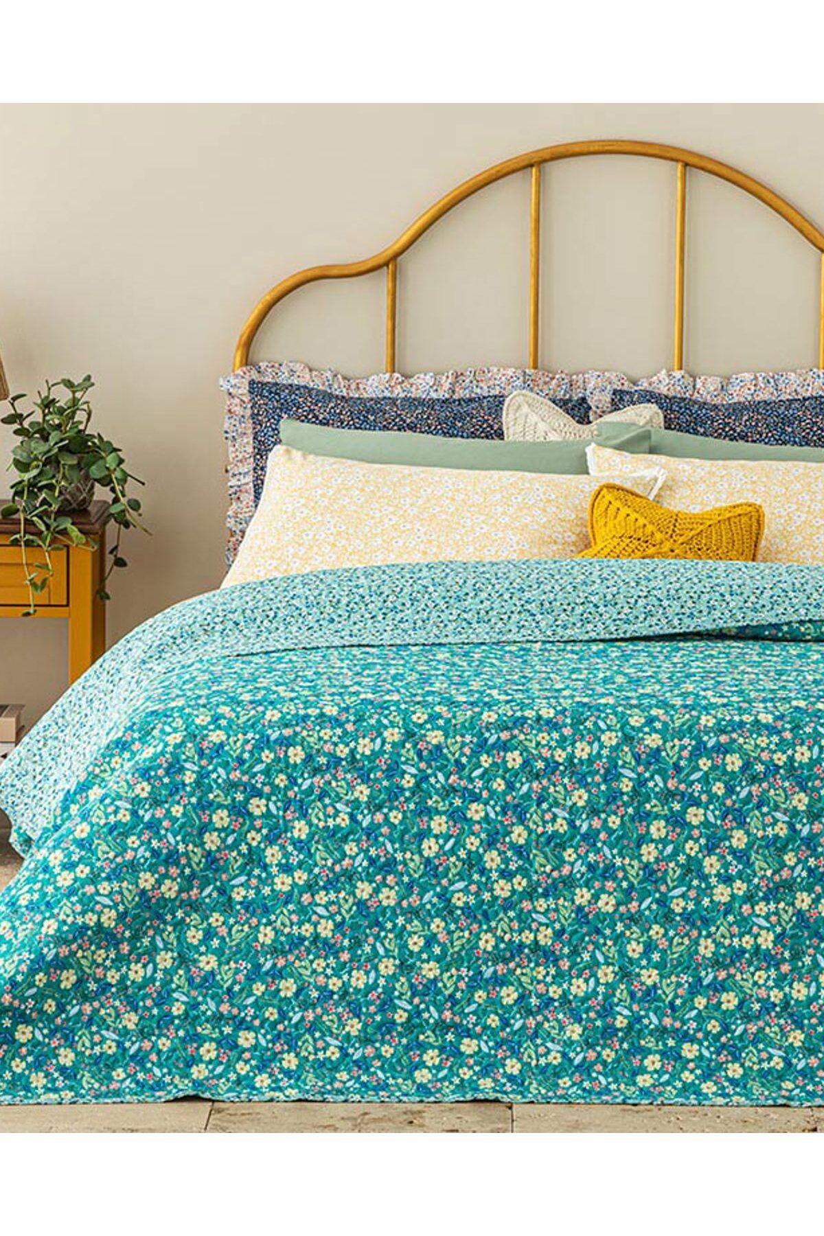 Fresh Blossom Tek Kişilik Çok Amaçlı Örtü Yeşil