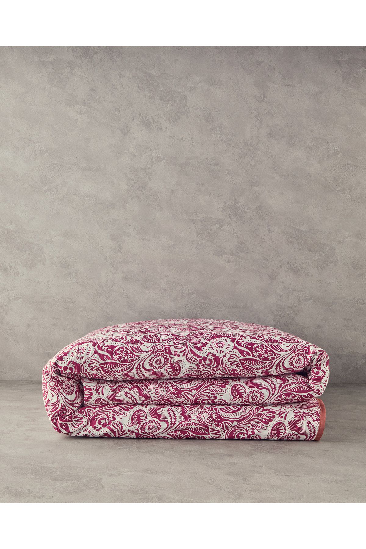 Folk Art Tek Kişilik Çok Amaçlı Örtü Koyu Pembe