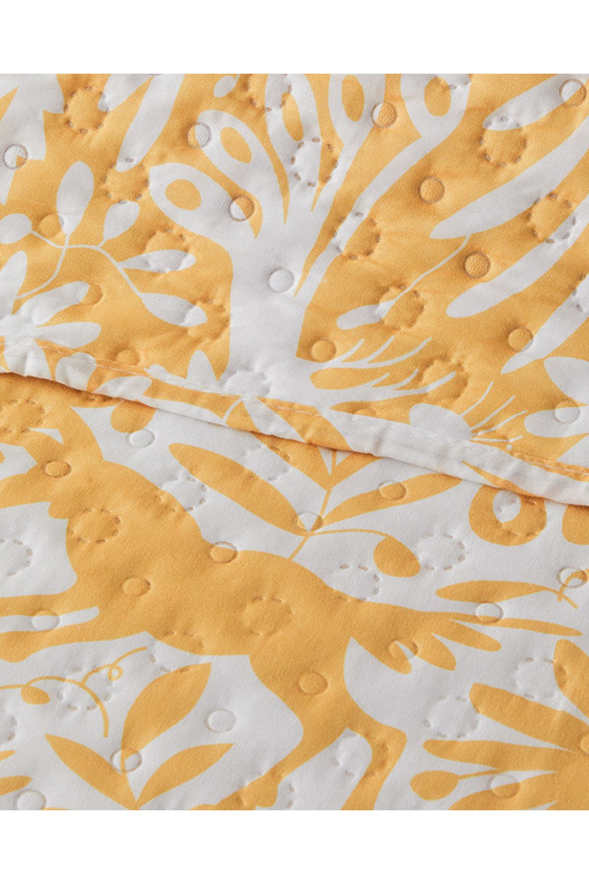 Folk Jungle Çift Kişilik Çok Amaçlı Örtü Sarı